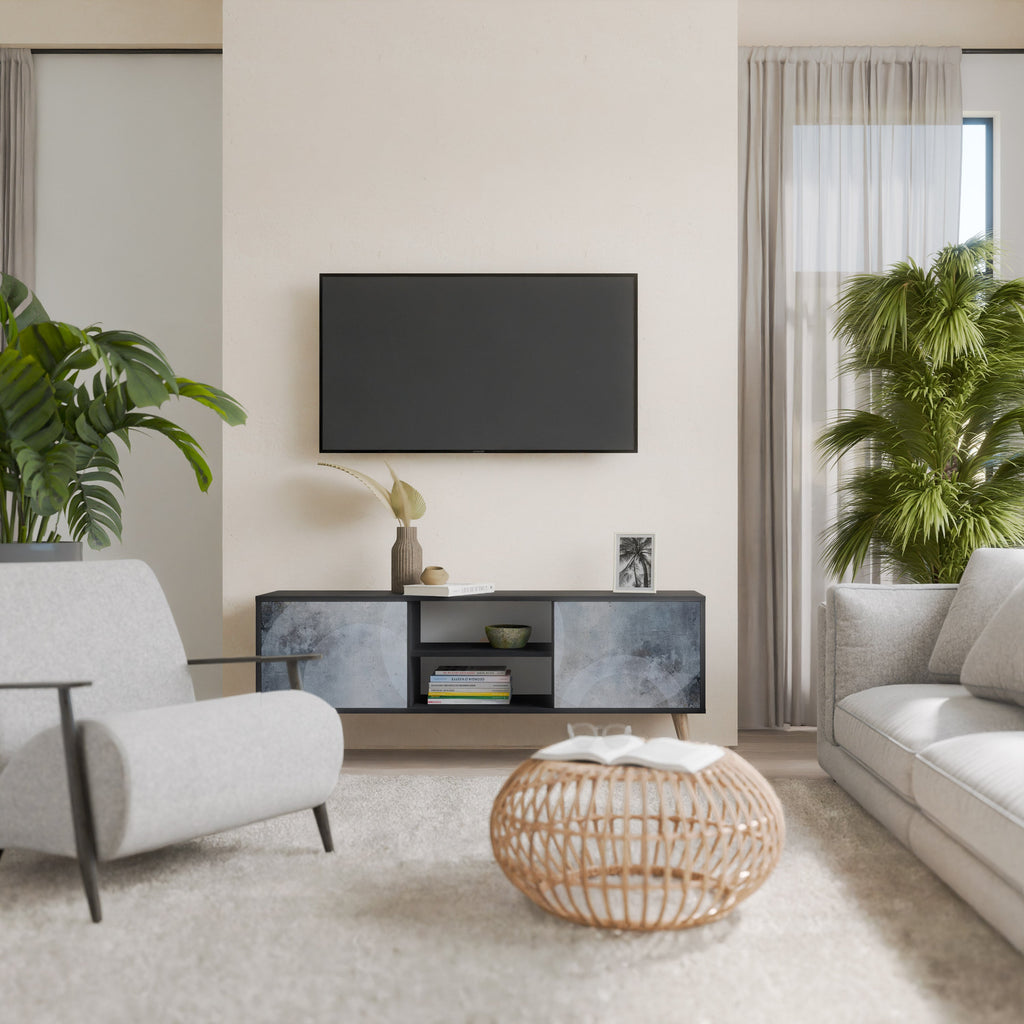 MUTED ARC TV-Lowboard mit 2 Türen in Schwarz