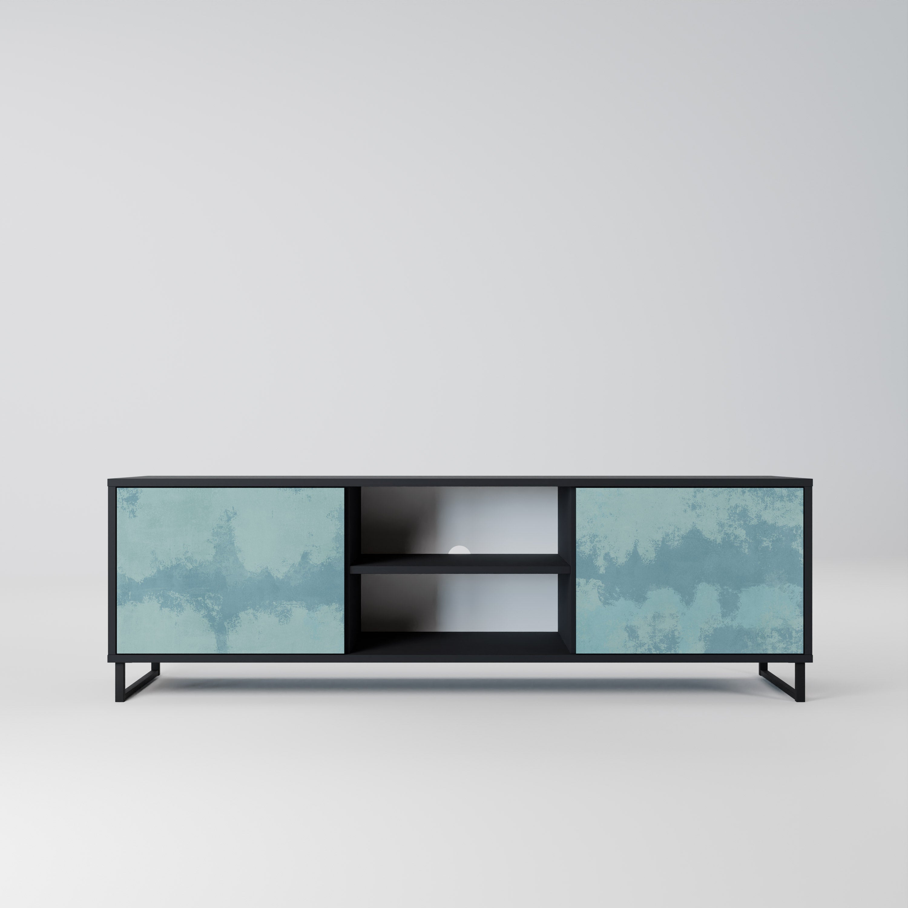 SKY WASH 2-Door TV Stand in Black Finish