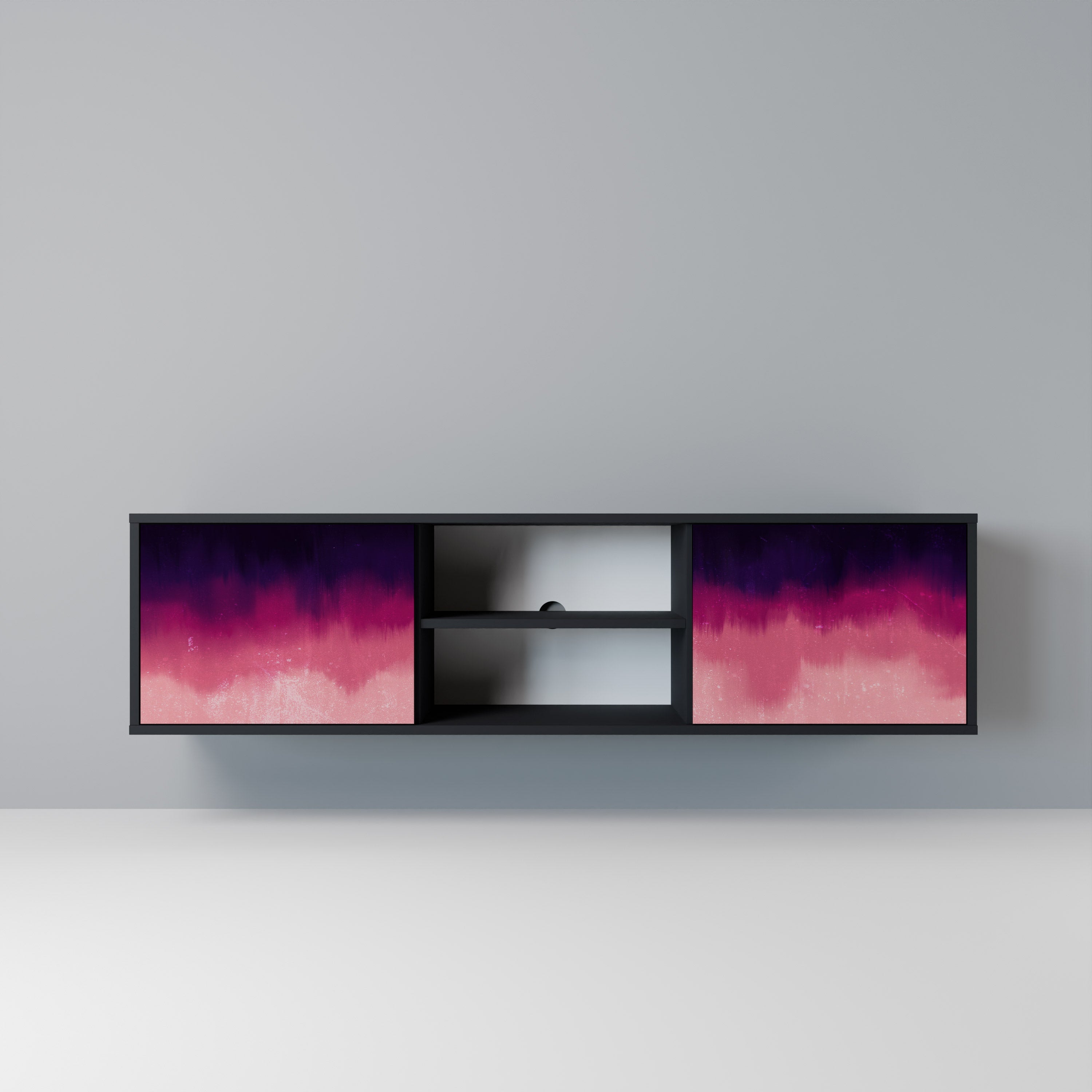 AURORA BOREALIS 2-Door TV Stand in Black Finish