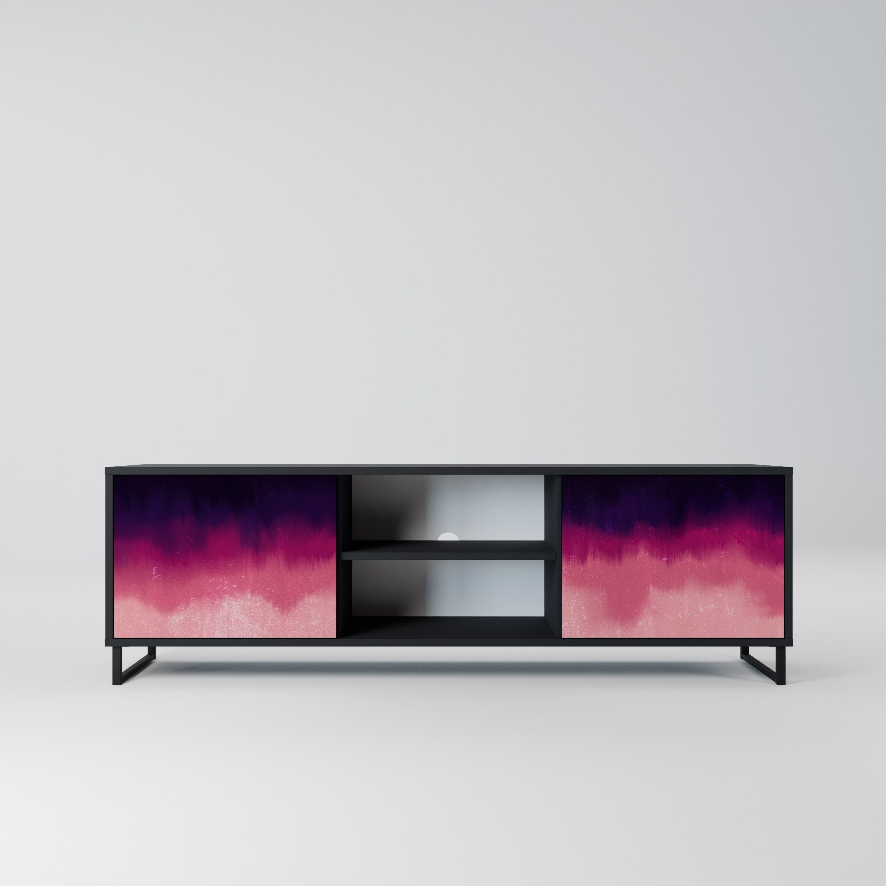 AURORA BOREALIS 2-Door TV Stand in Black Finish