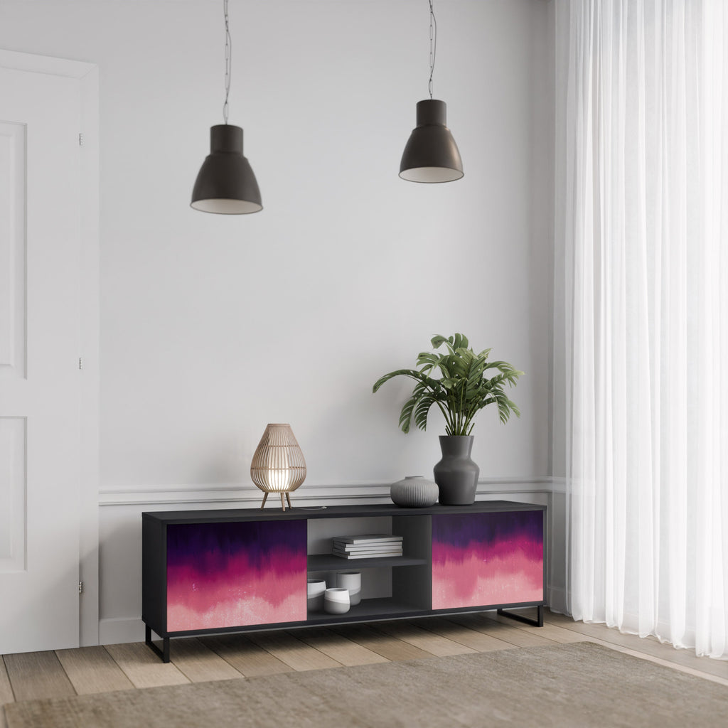 AURORA BOREALIS 2-Door TV Stand in Black Finish