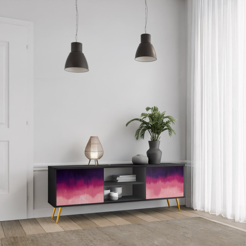 AURORA BOREALIS 2-Door TV Stand in Black Finish