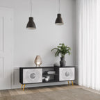 SOLID CIRCLES 2-Door TV Stand in Black Finish