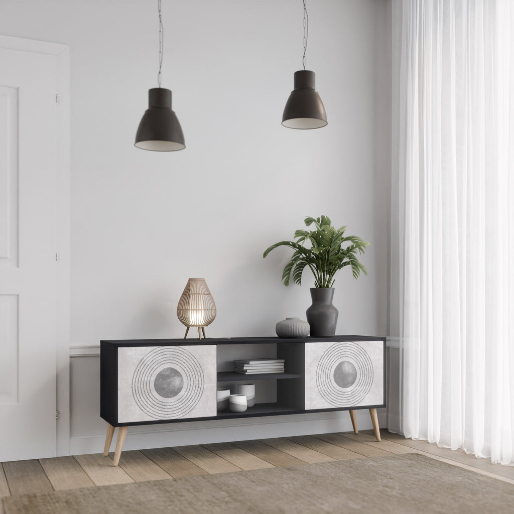 SOLID CIRCLES 2-Door TV Stand in Black Finish