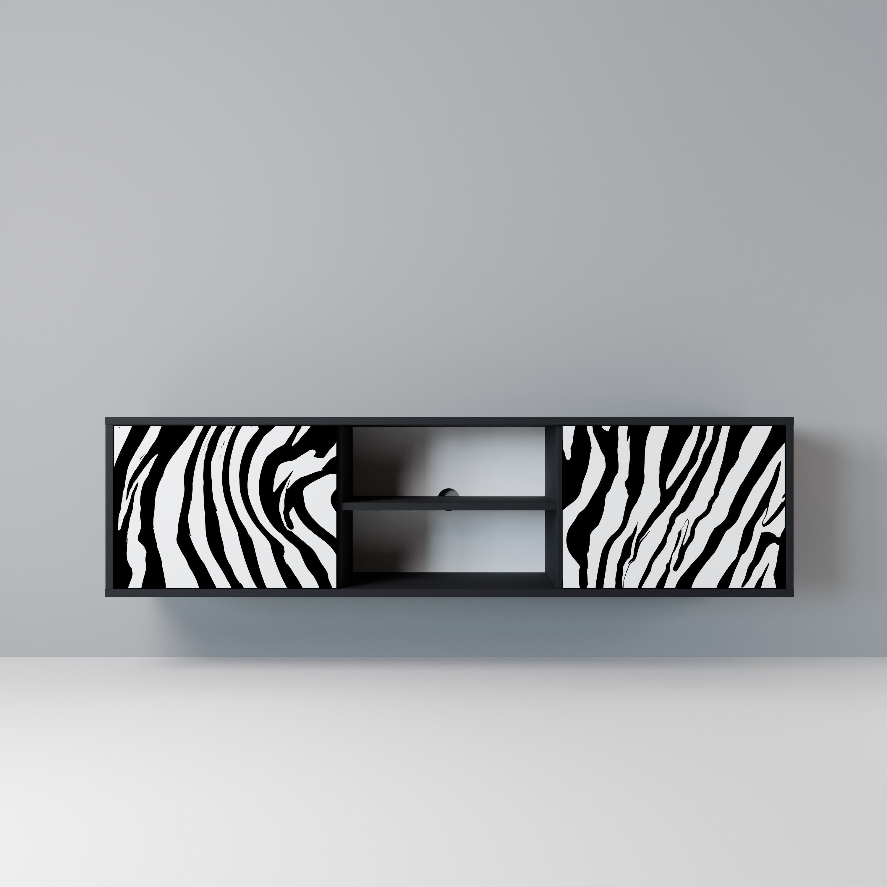 SPLENDID ZEBRA 2-Door TV Stand in Black Finish