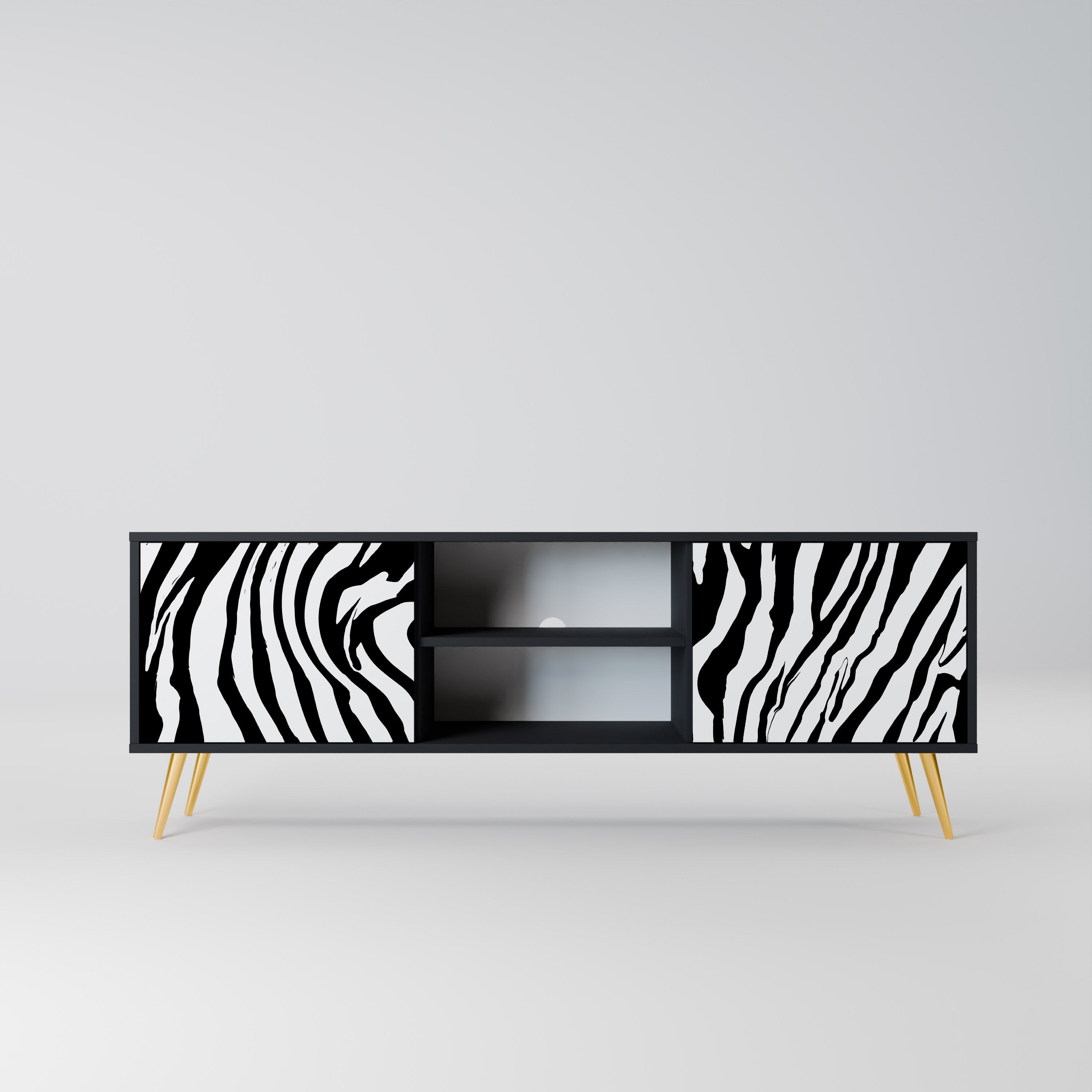 SPLENDID ZEBRA 2-Door TV Stand in Black Finish