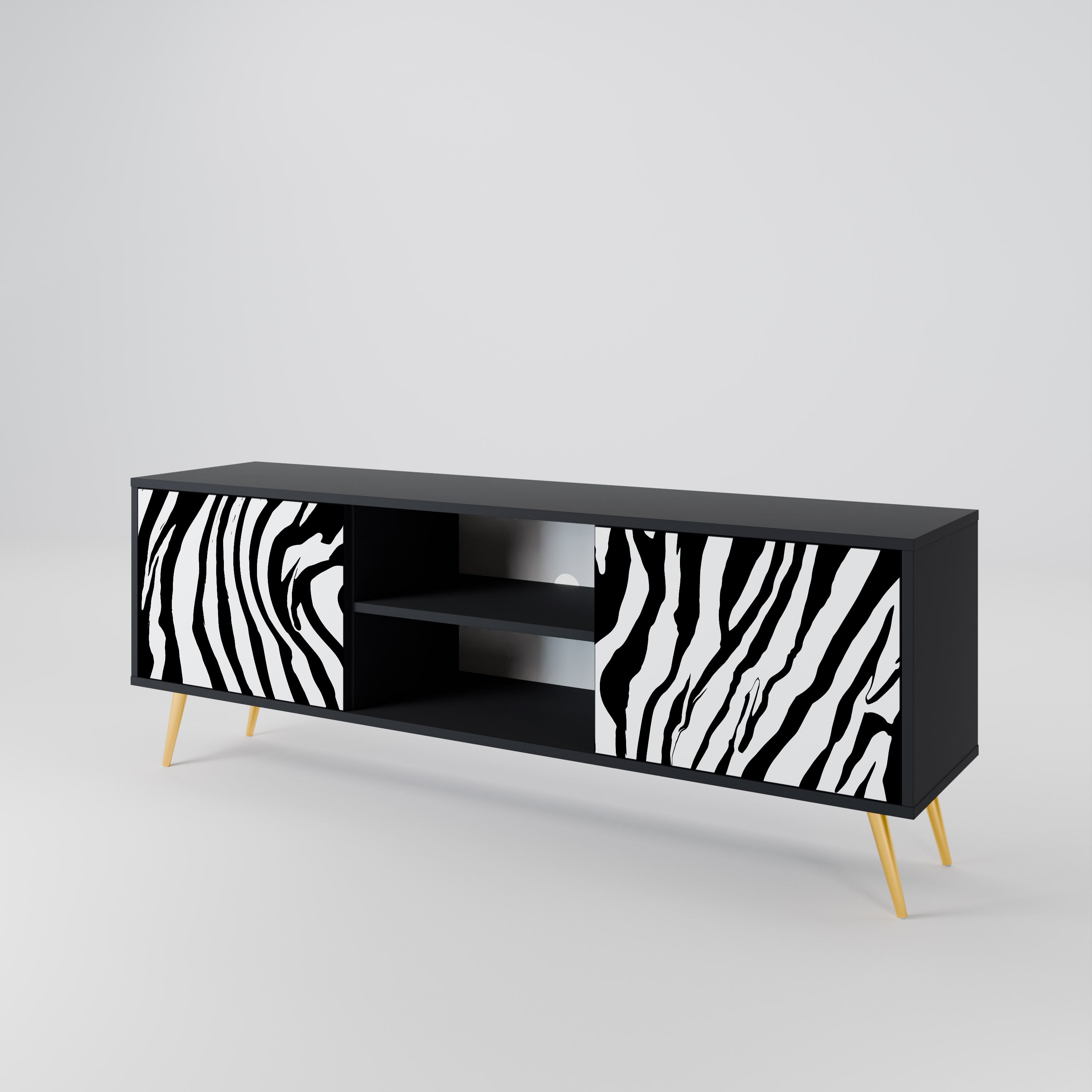 SPLENDID ZEBRA 2-Door TV Stand in Black Finish