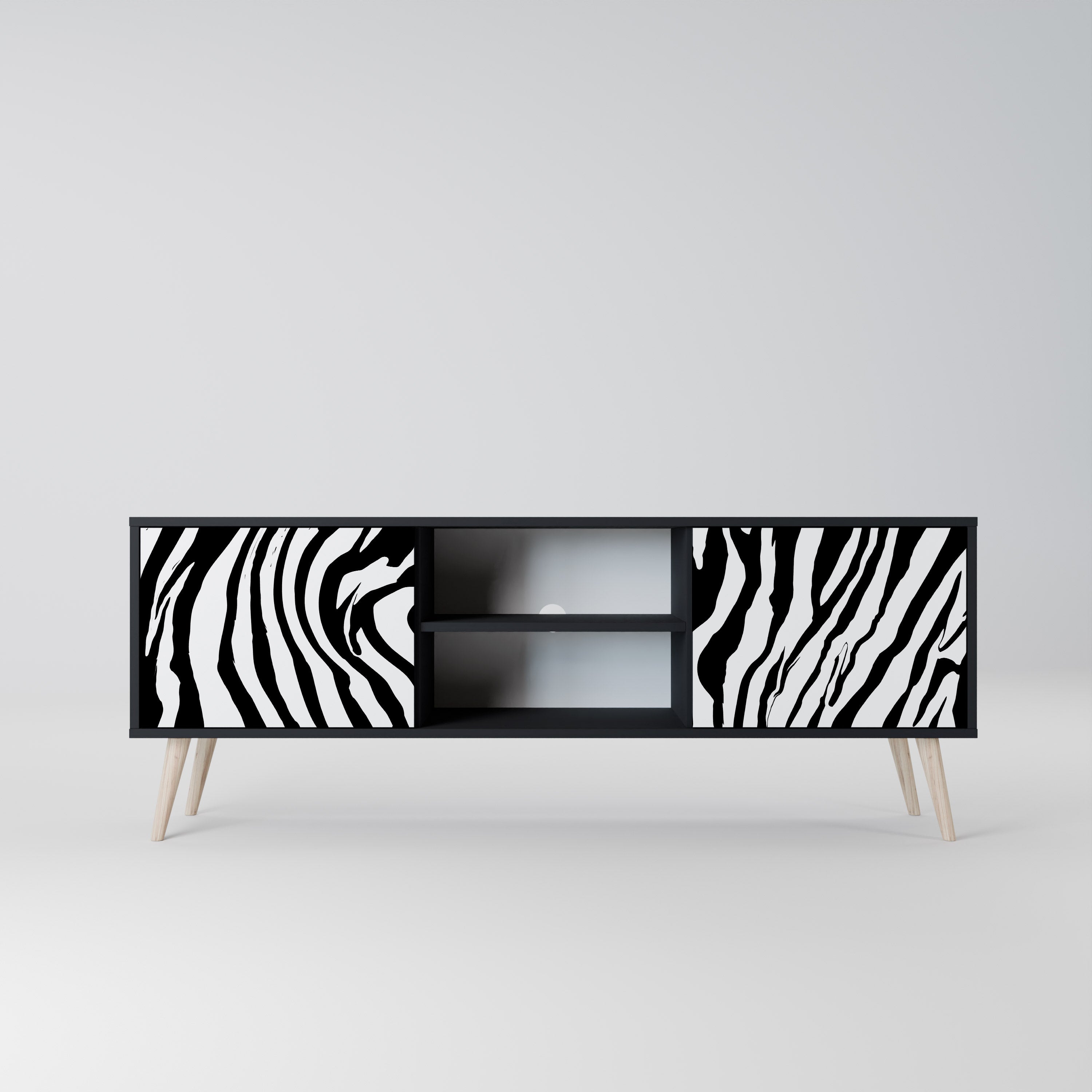 SPLENDID ZEBRA 2-Door TV Stand in Black Finish