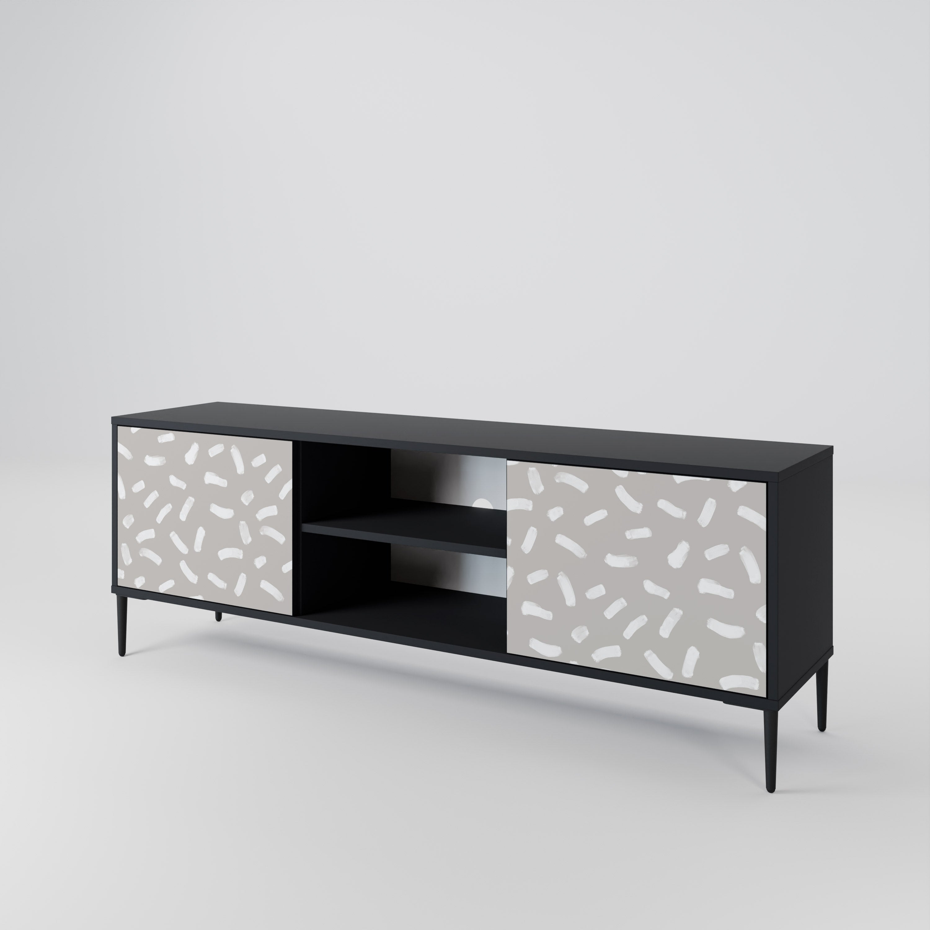 PASSING SECONDS 2-Door TV Stand in Black Finish