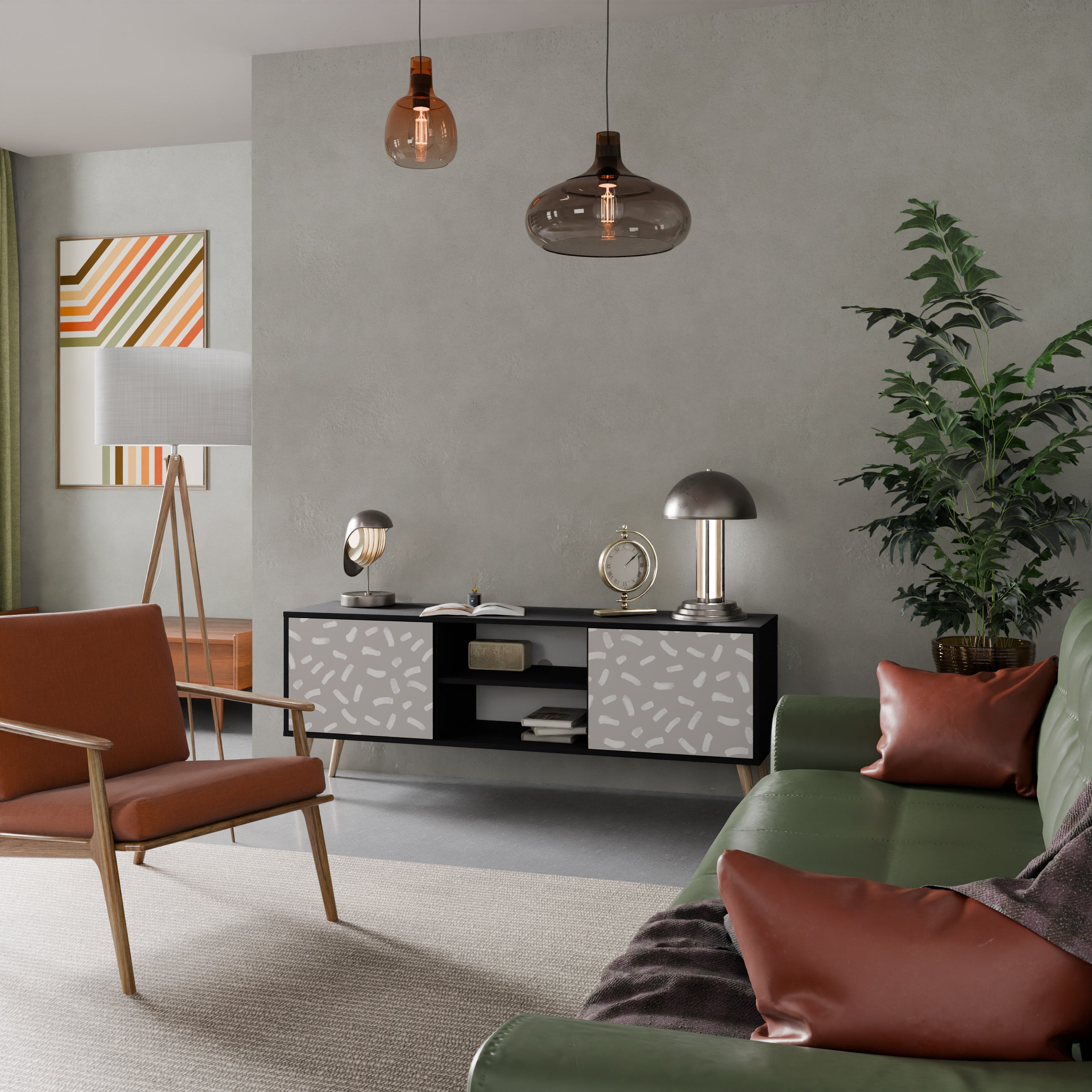 PASSING SECONDS 2-Door TV Stand in Black Finish