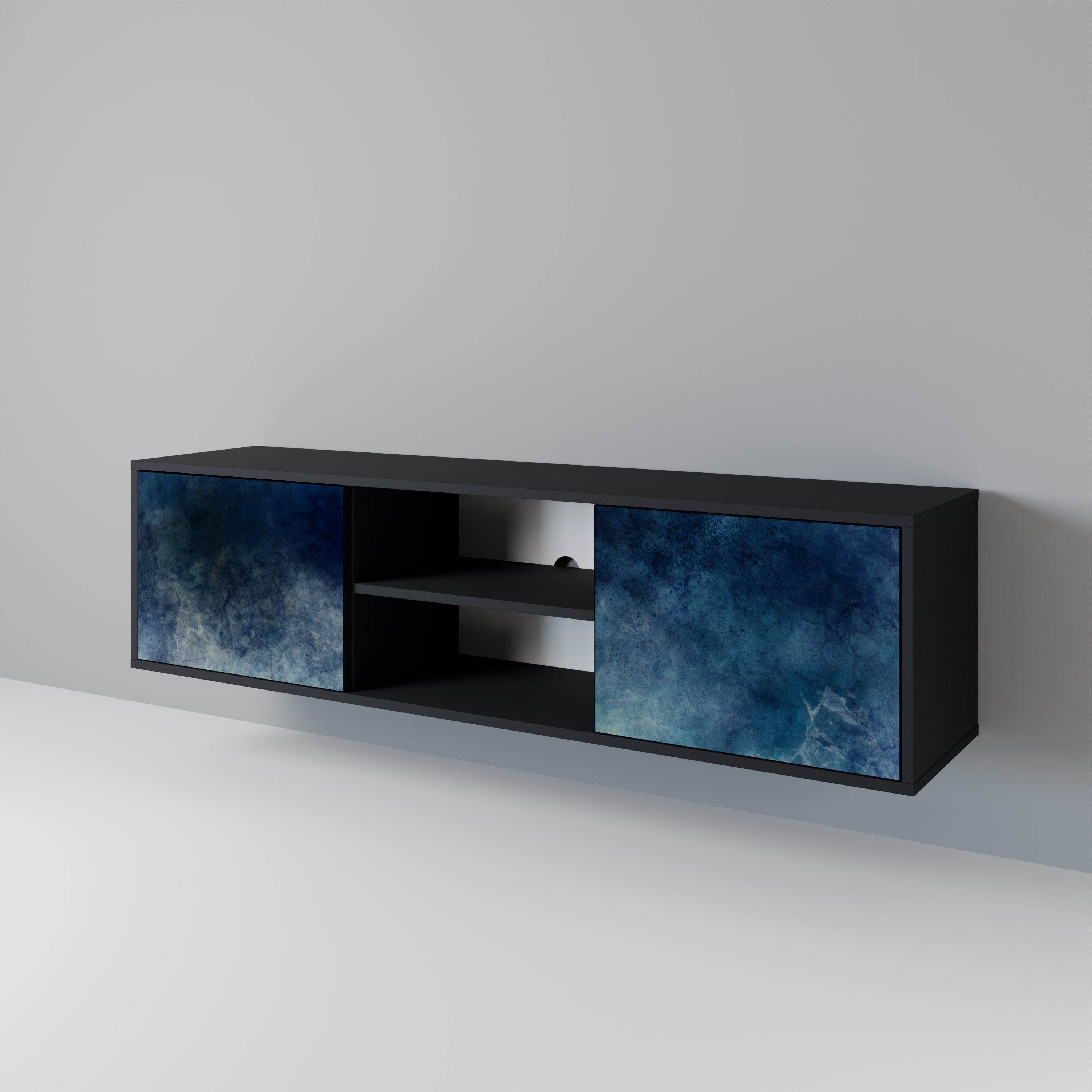 CELESTIAL FALL 2-Door TV Stand in Black Finish