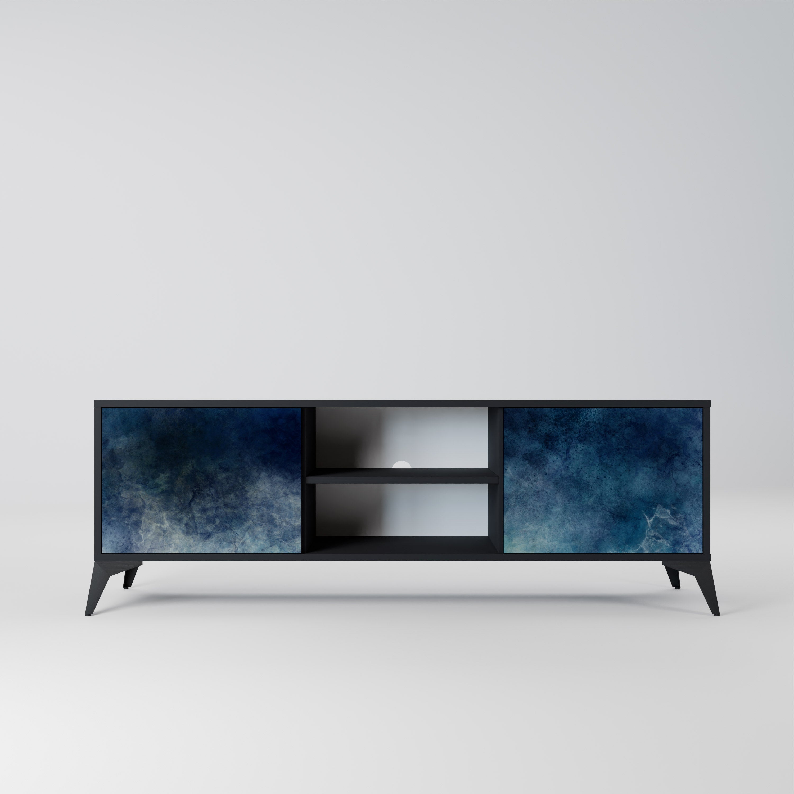 CELESTIAL FALL 2-Door TV Stand in Black Finish
