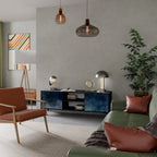 CELESTIAL FALL 2-Door TV Stand in Black Finish