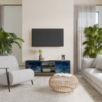 CELESTIAL FALL 2-Door TV Stand in Black Finish