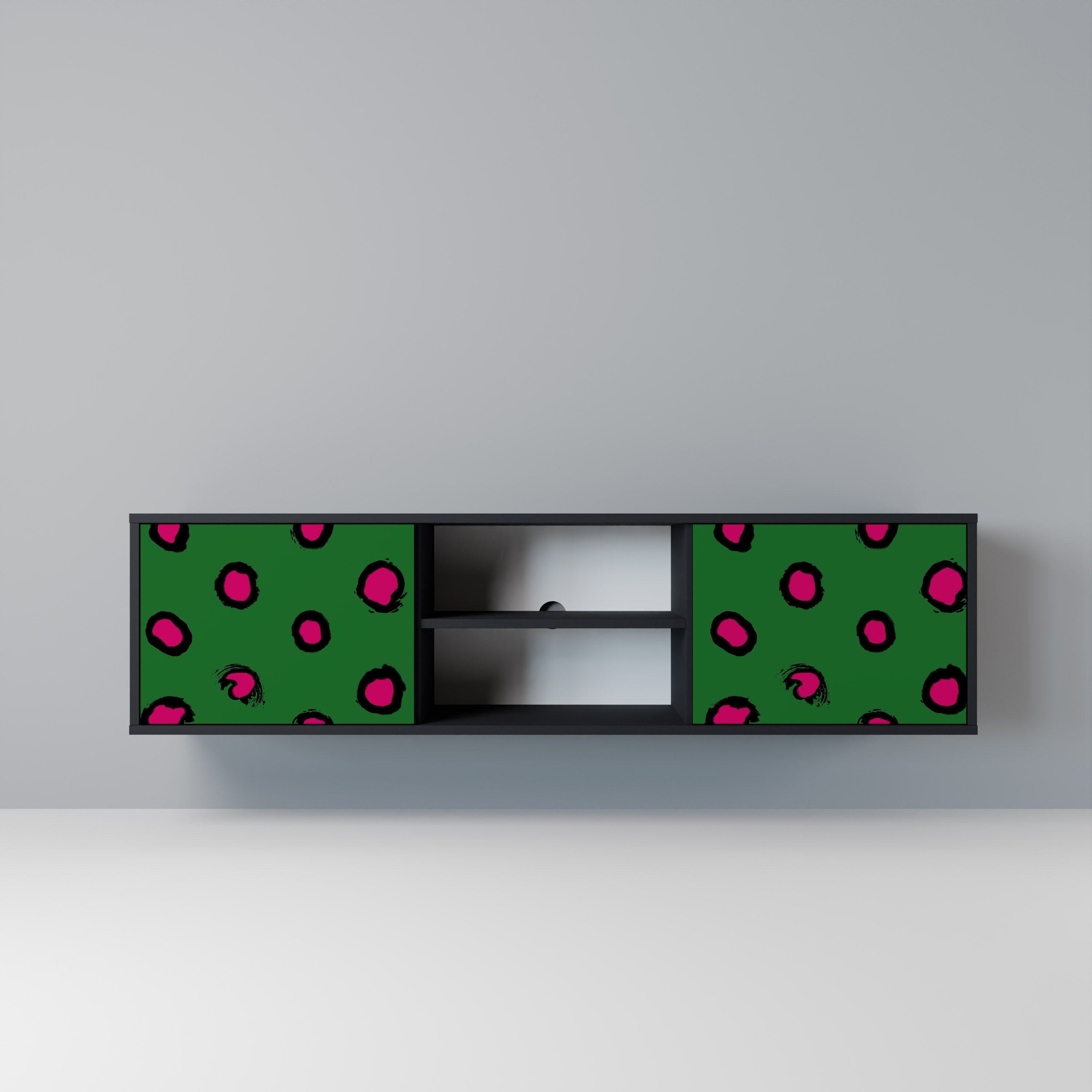 FUNKY SPOTS 2-Door TV Stand in Black Finish
