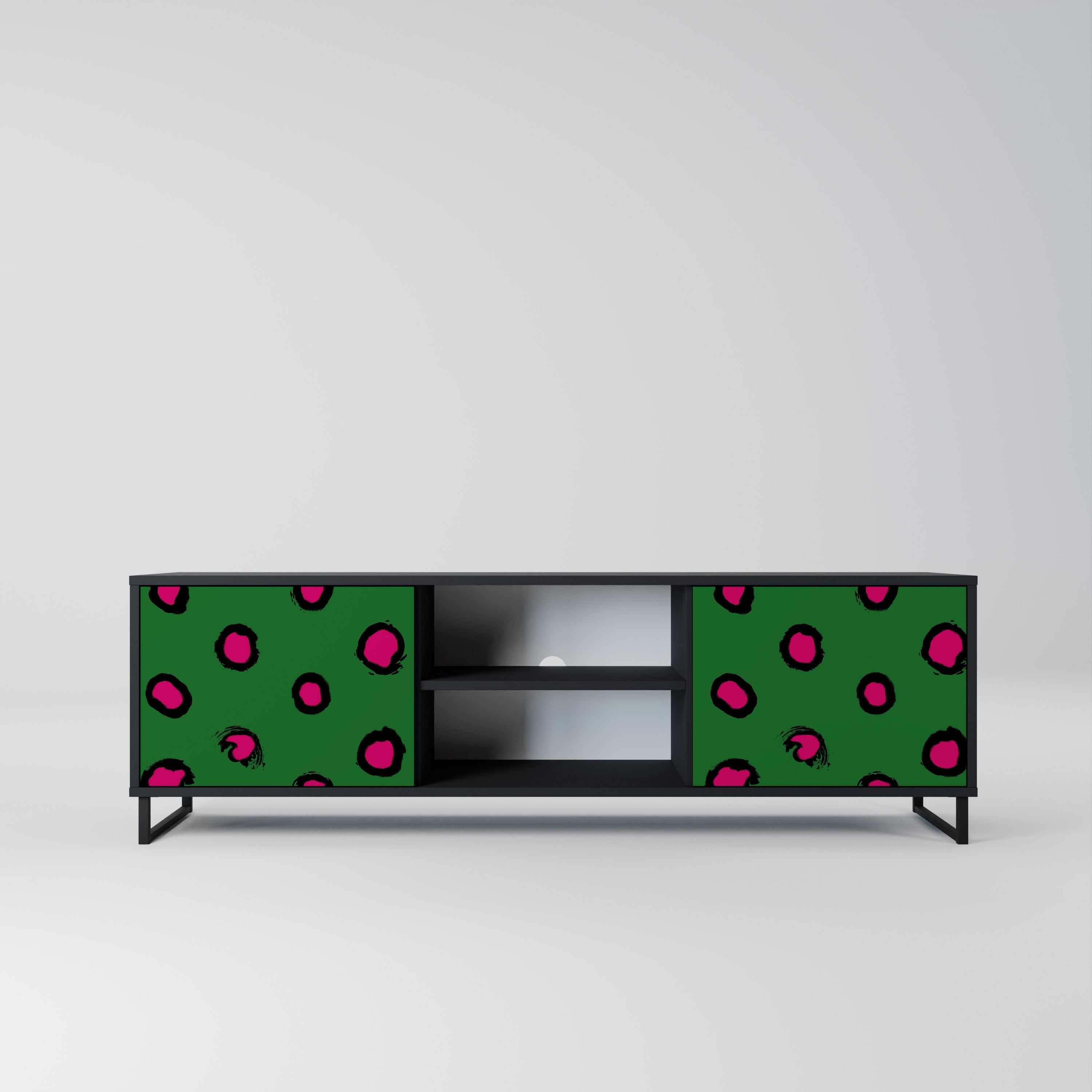 FUNKY SPOTS 2-Door TV Stand in Black Finish
