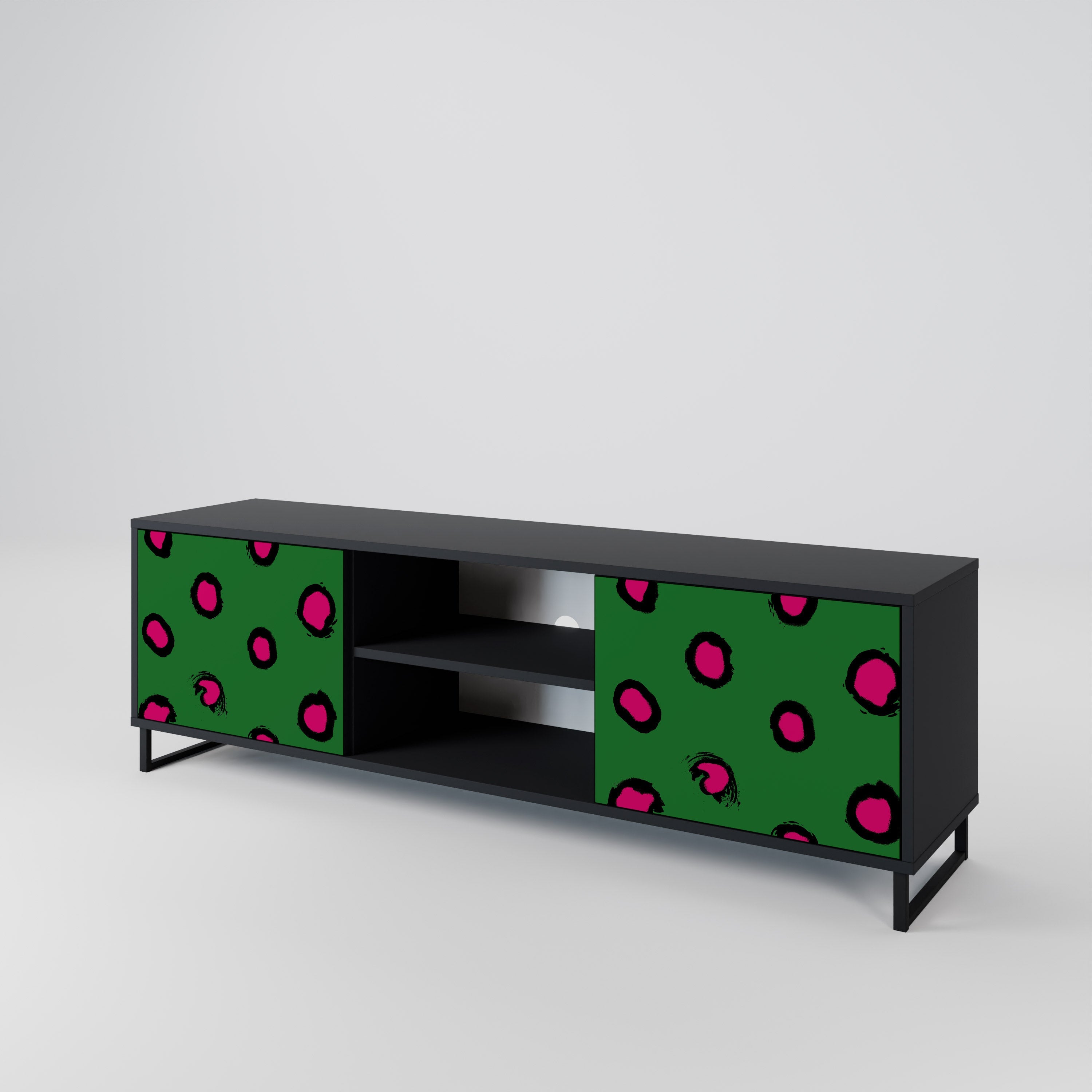FUNKY SPOTS 2-Door TV Stand in Black Finish
