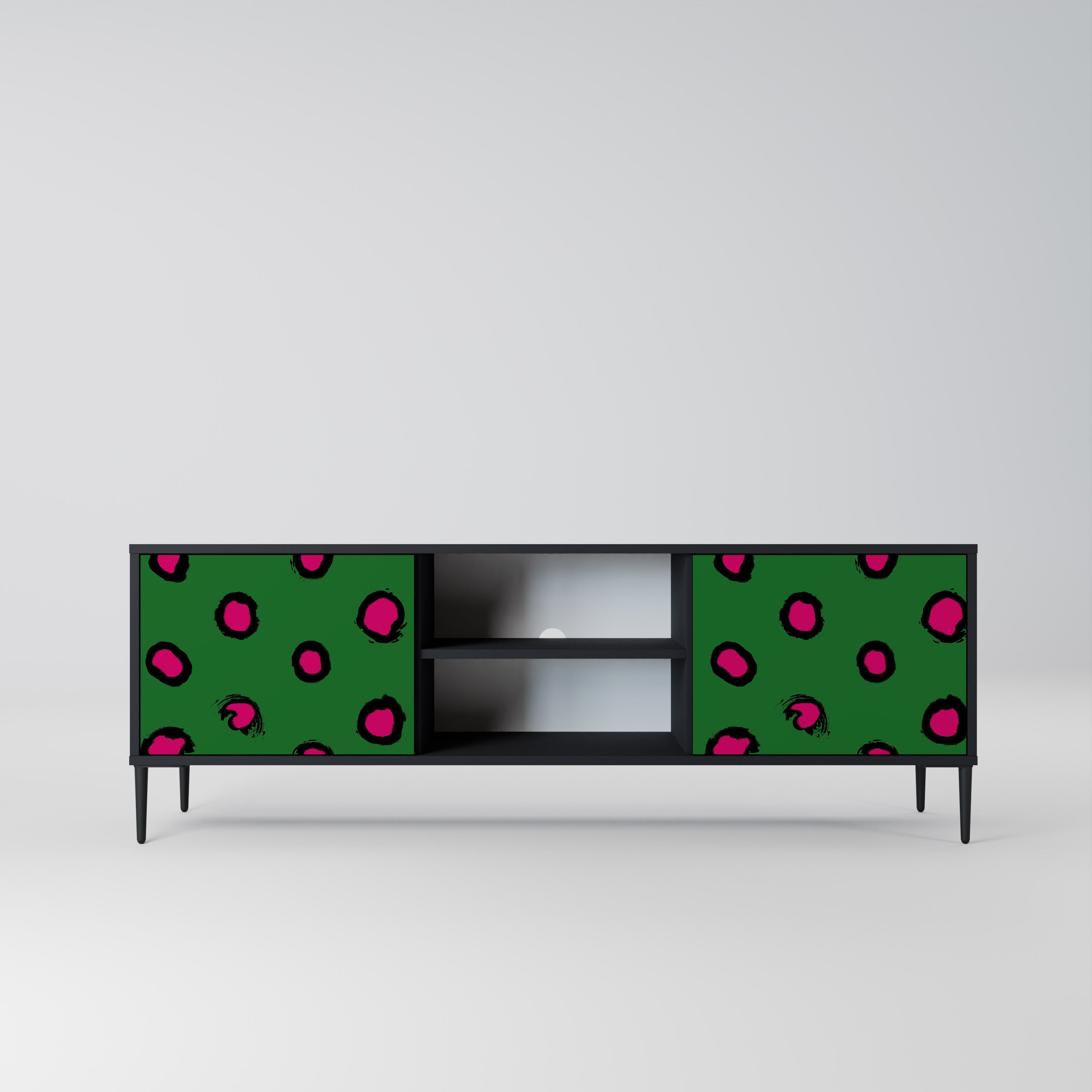 FUNKY SPOTS 2-Door TV Stand in Black Finish