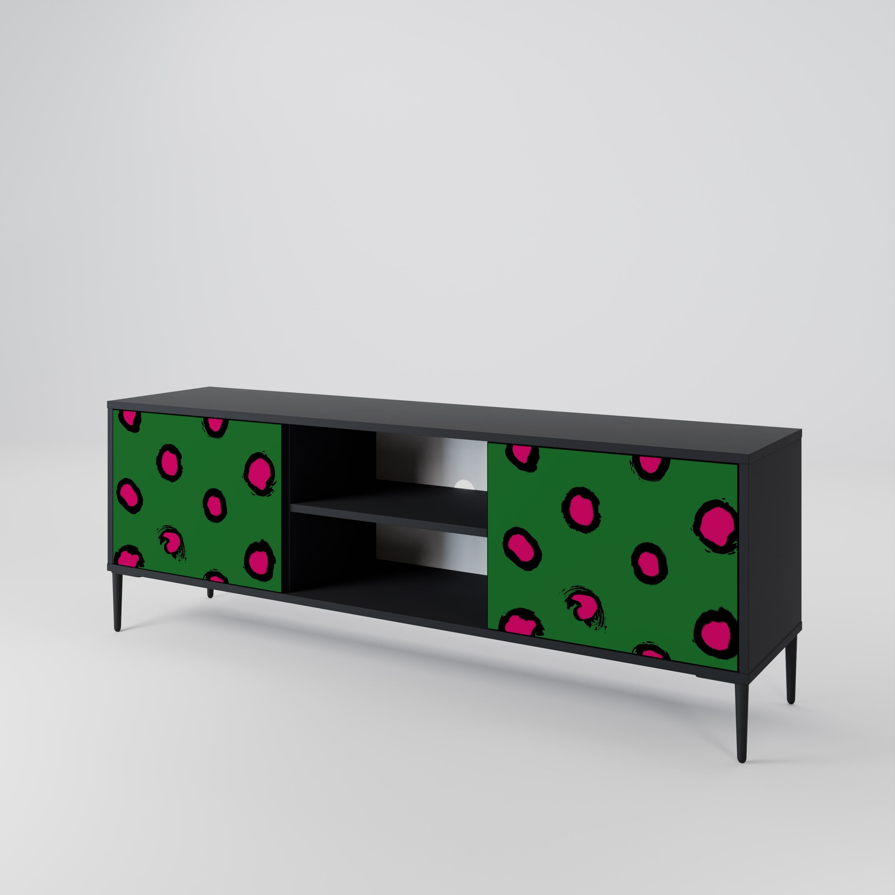 FUNKY SPOTS 2-Door TV Stand in Black Finish