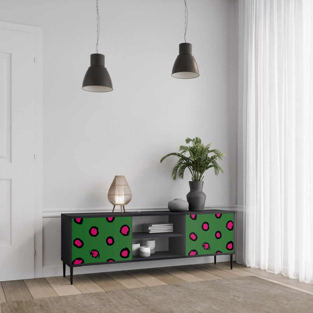 FUNKY SPOTS 2-Door TV Stand in Black Finish