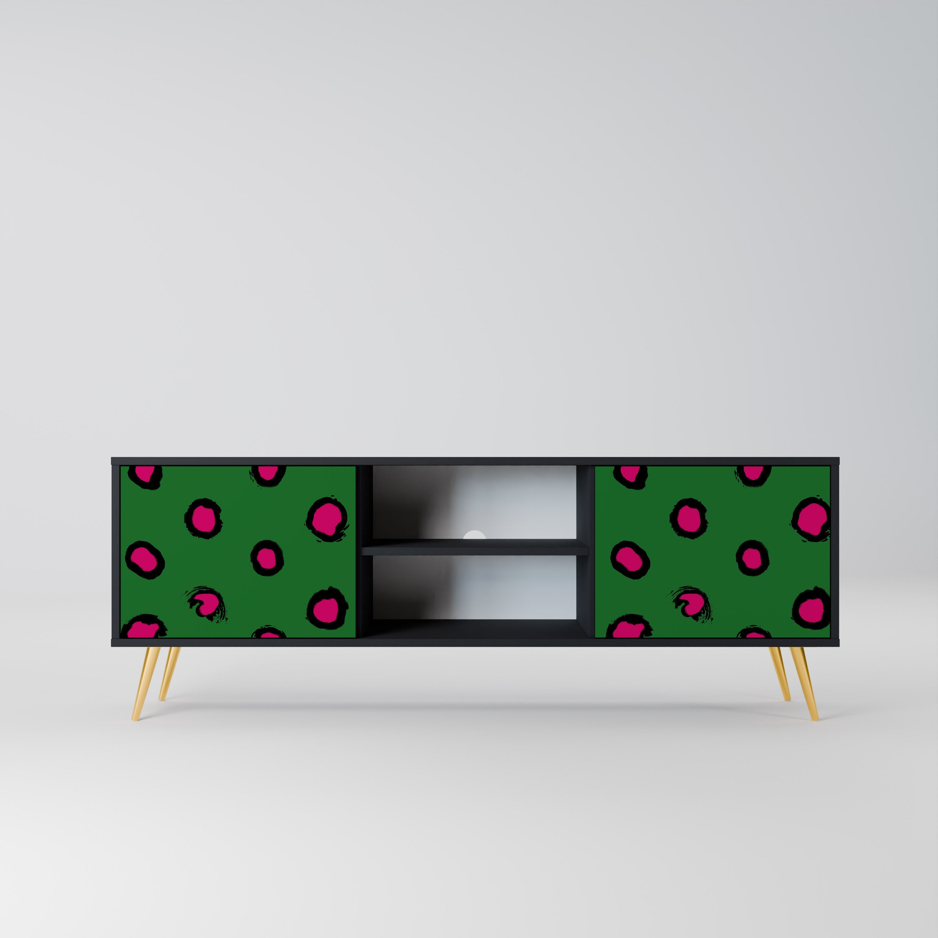 FUNKY SPOTS 2-Door TV Stand in Black Finish