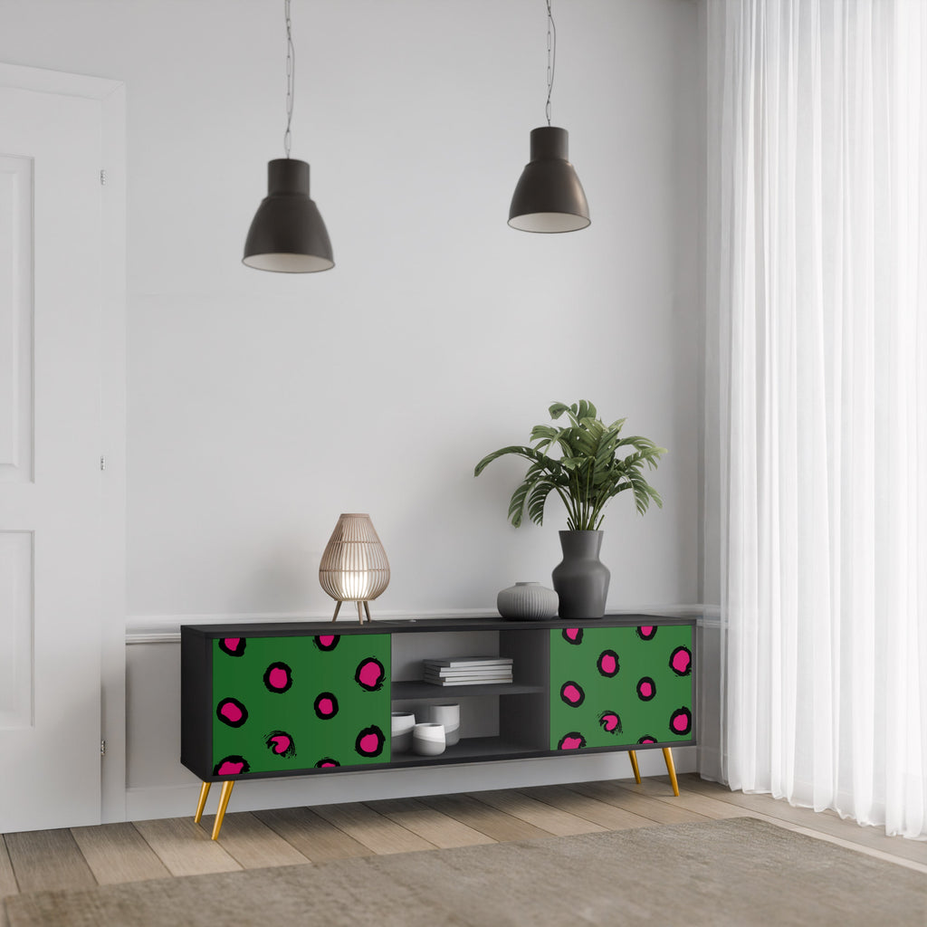 FUNKY SPOTS 2-Door TV Stand in Black Finish