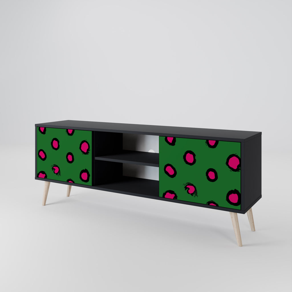 FUNKY SPOTS 2-Door TV Stand in Black Finish