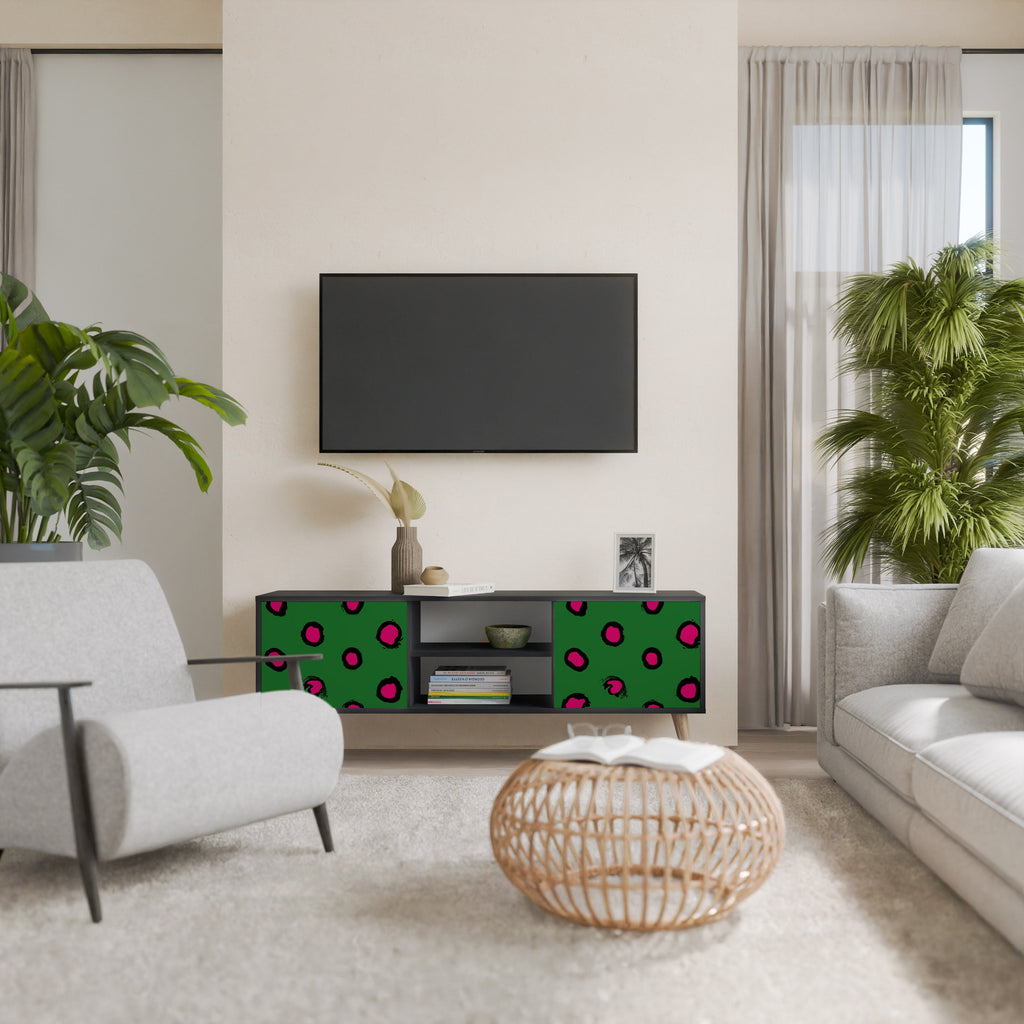 FUNKY SPOTS 2-Door TV Stand in Black Finish