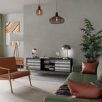 NIGHTY MELODIES 2-Door TV Stand in Black Finish