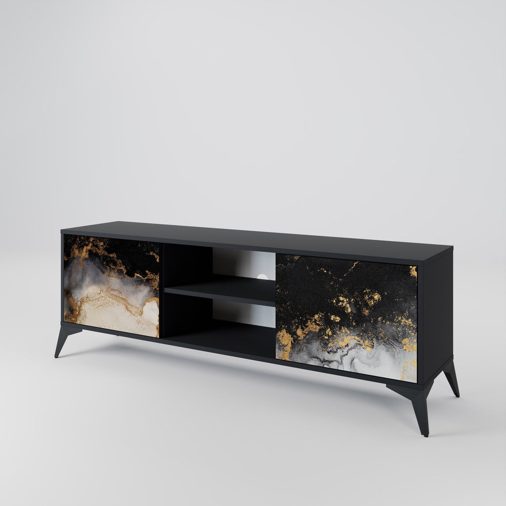 MARBLE OF TOMMORROW 2-Door TV Stand in Black Finish