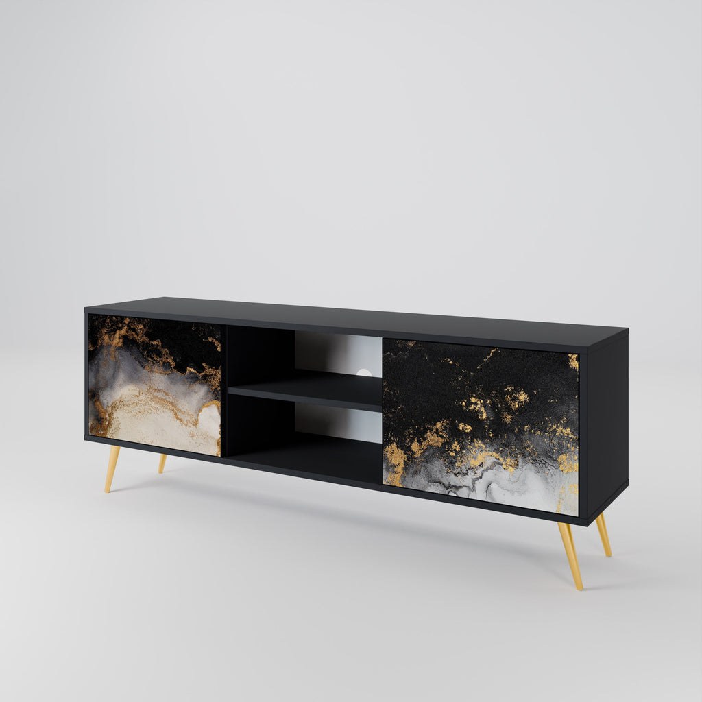 MARBLE OF TOMMORROW 2-Door TV Stand in Black Finish
