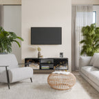 MARBLE OF TOMMORROW 2-Door TV Stand in Black Finish