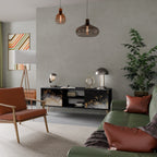 MARBLE OF TOMMORROW 2-Door TV Stand in Black Finish