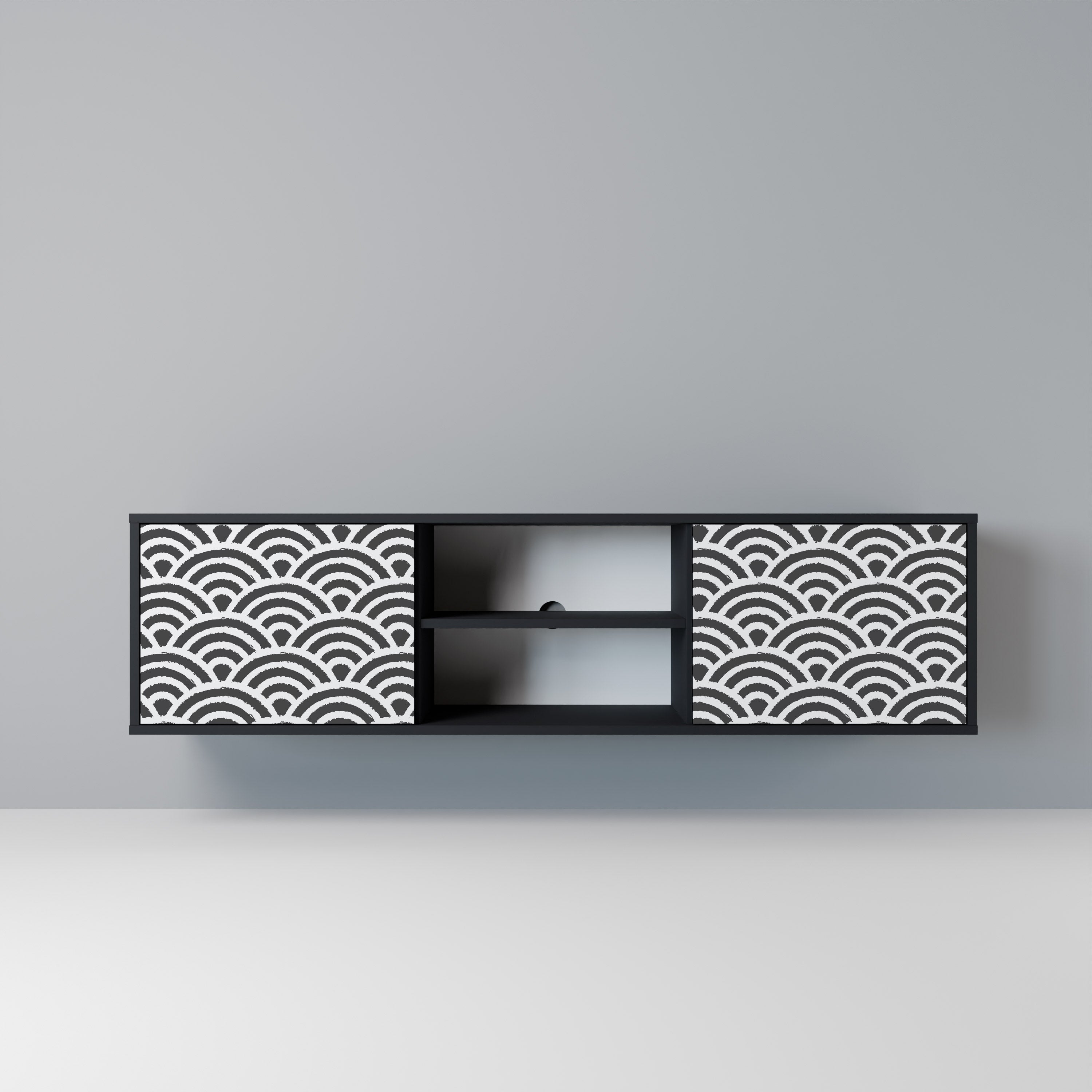 GLOOMY HOST 2-Door TV Stand in Black Finish