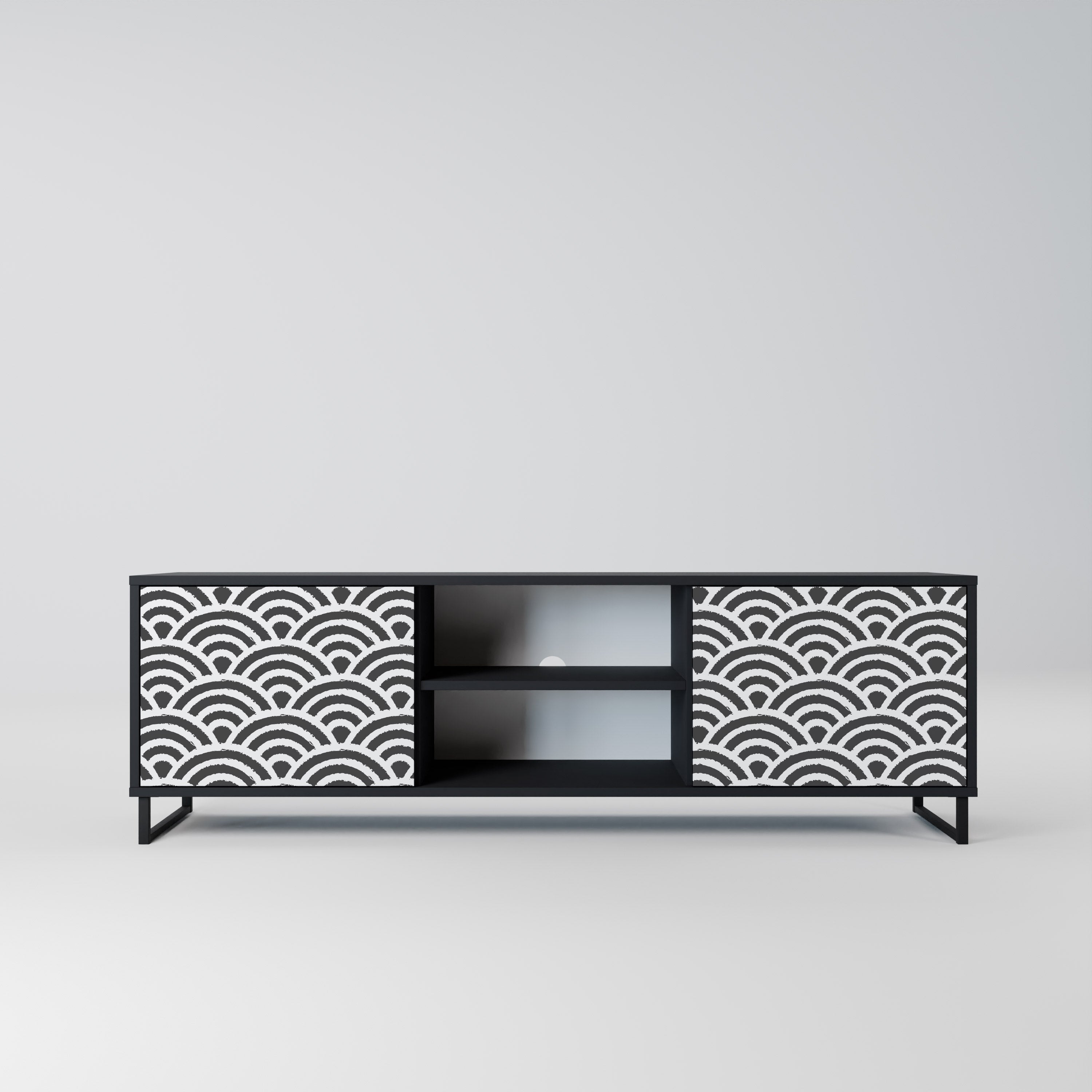 GLOOMY HOST 2-Door TV Stand in Black Finish