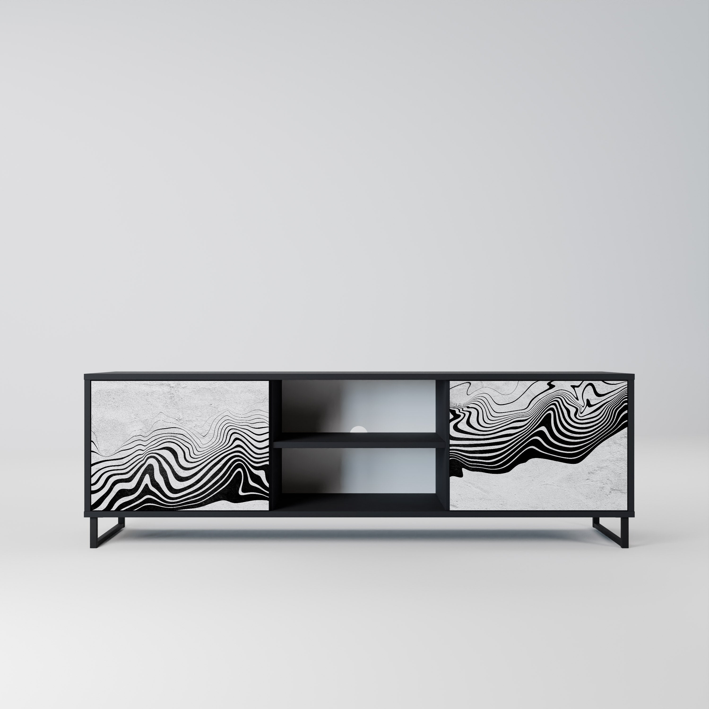 MONOCHROME MIRAGE 2-Door TV Stand in Black Finish
