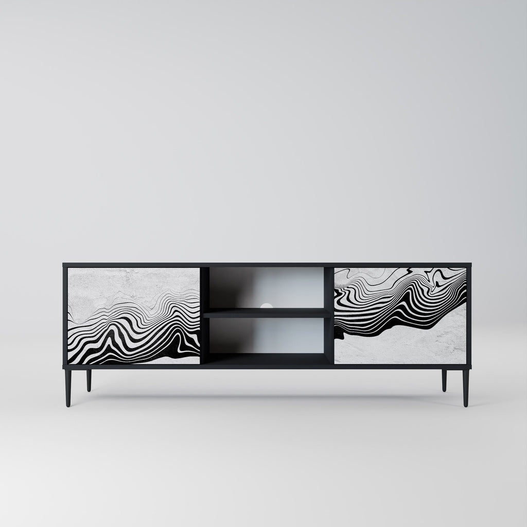 MONOCHROME MIRAGE 2-Door TV Stand in Black Finish