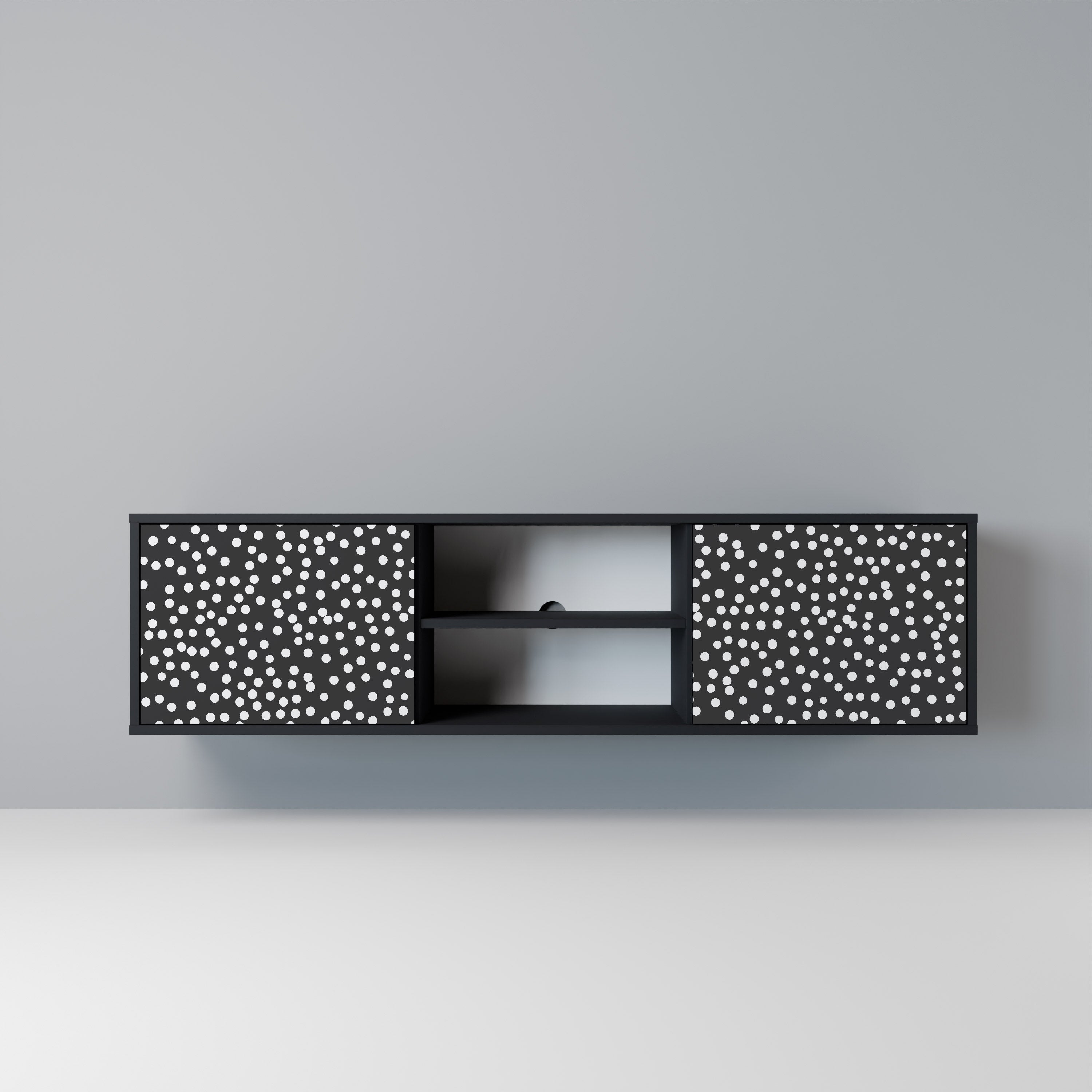 BLINDING LIGHTS 2-Door TV Stand in Black Finish