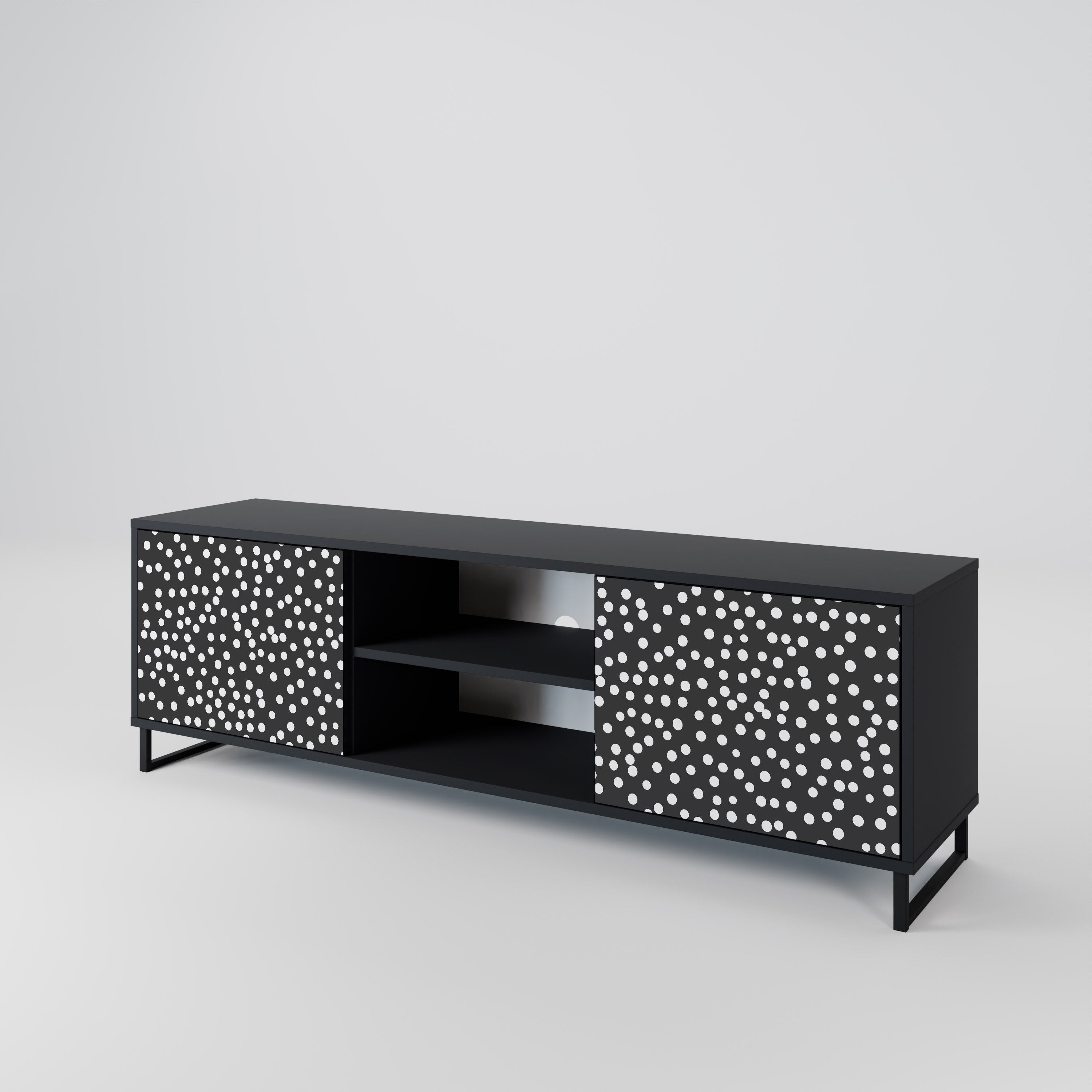 BLINDING LIGHTS 2-Door TV Stand in Black Finish