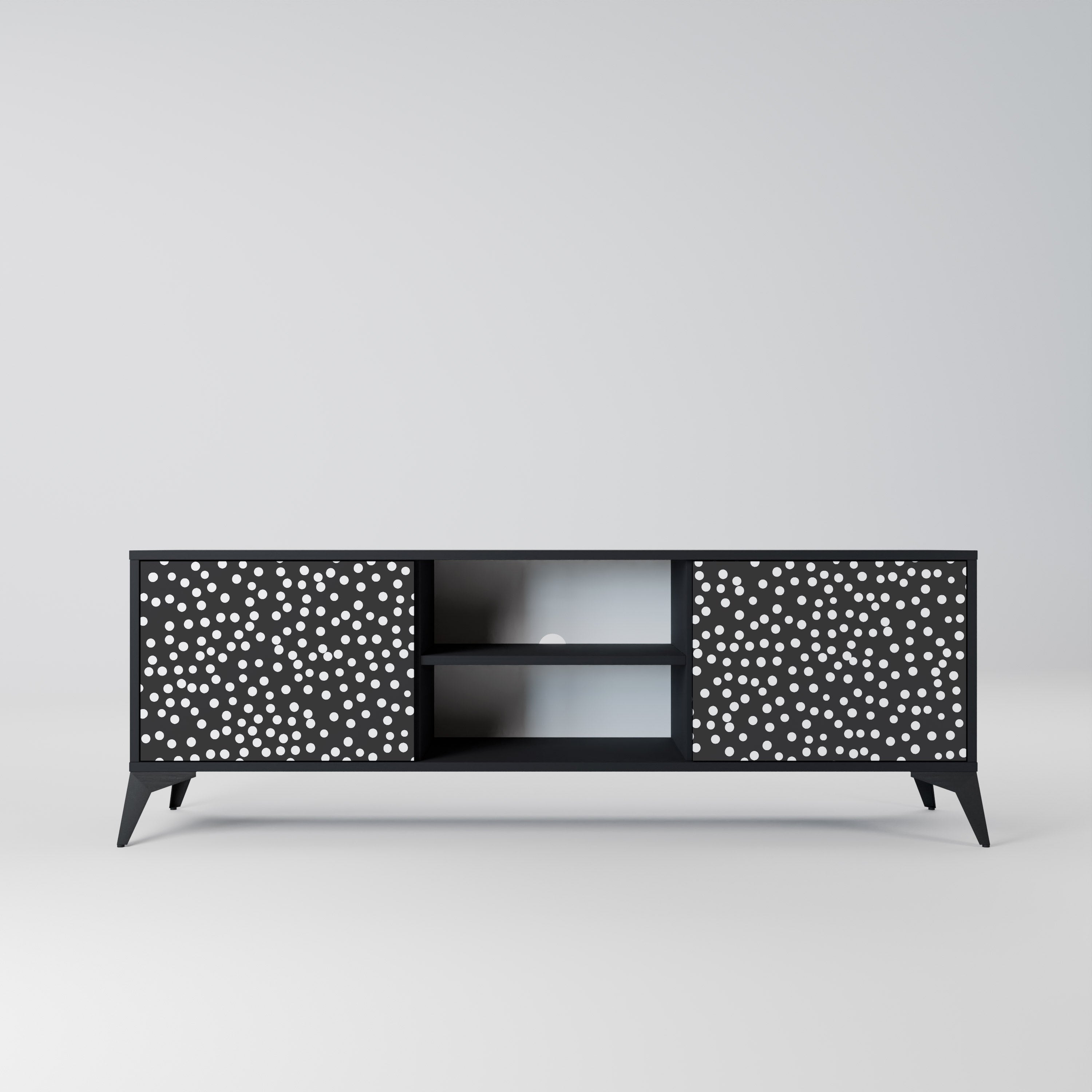 BLINDING LIGHTS 2-Door TV Stand in Black Finish