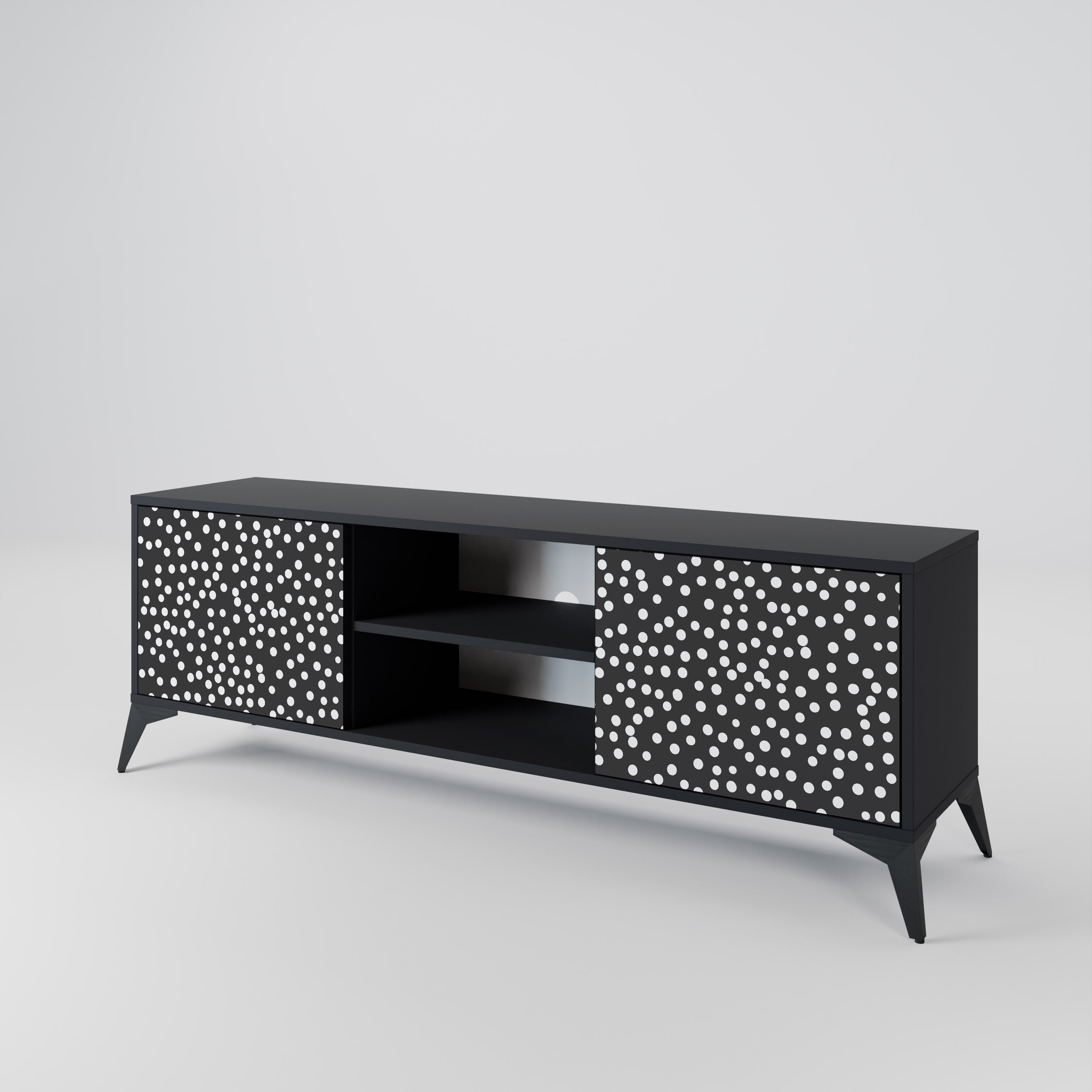 BLINDING LIGHTS 2-Door TV Stand in Black Finish