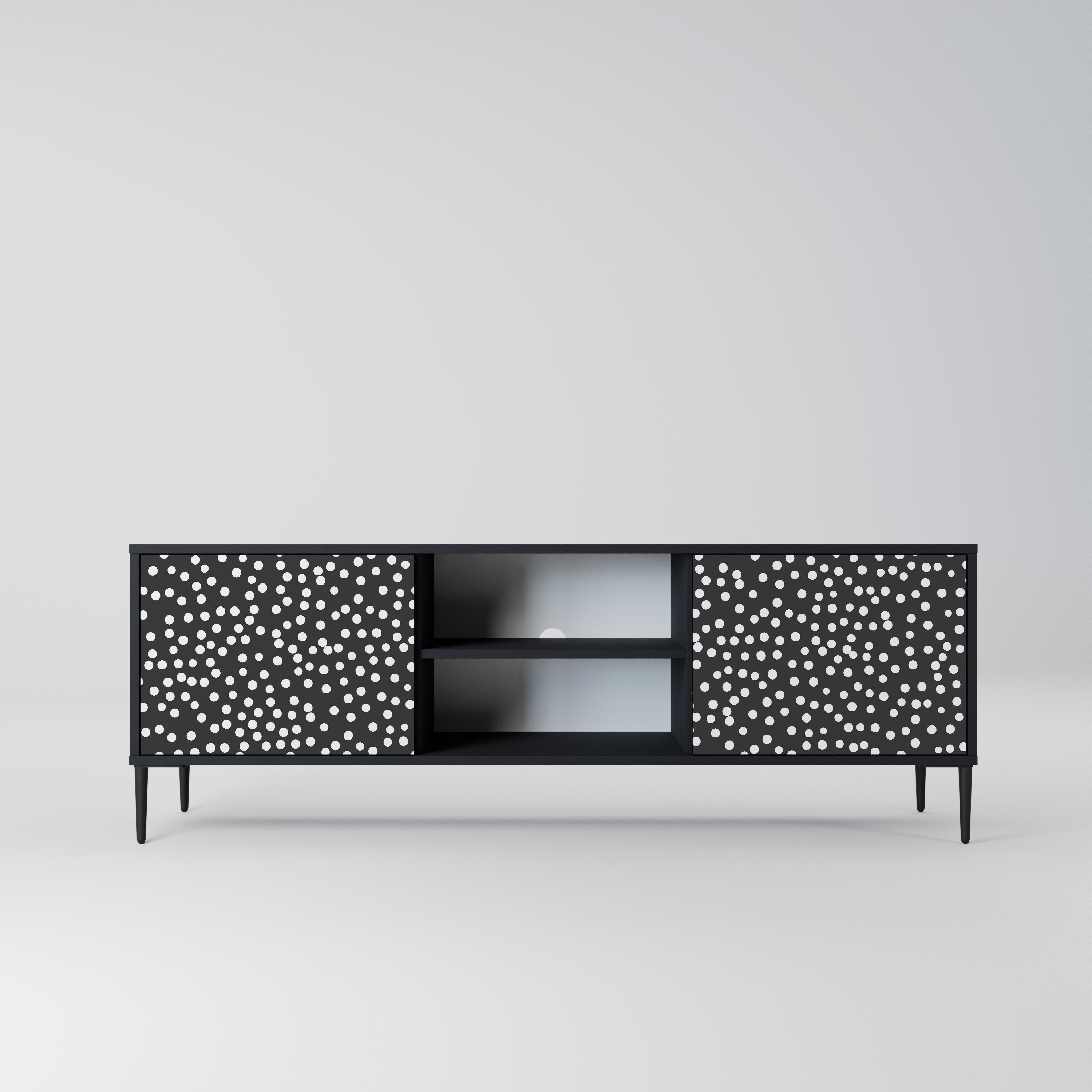 BLINDING LIGHTS 2-Door TV Stand in Black Finish