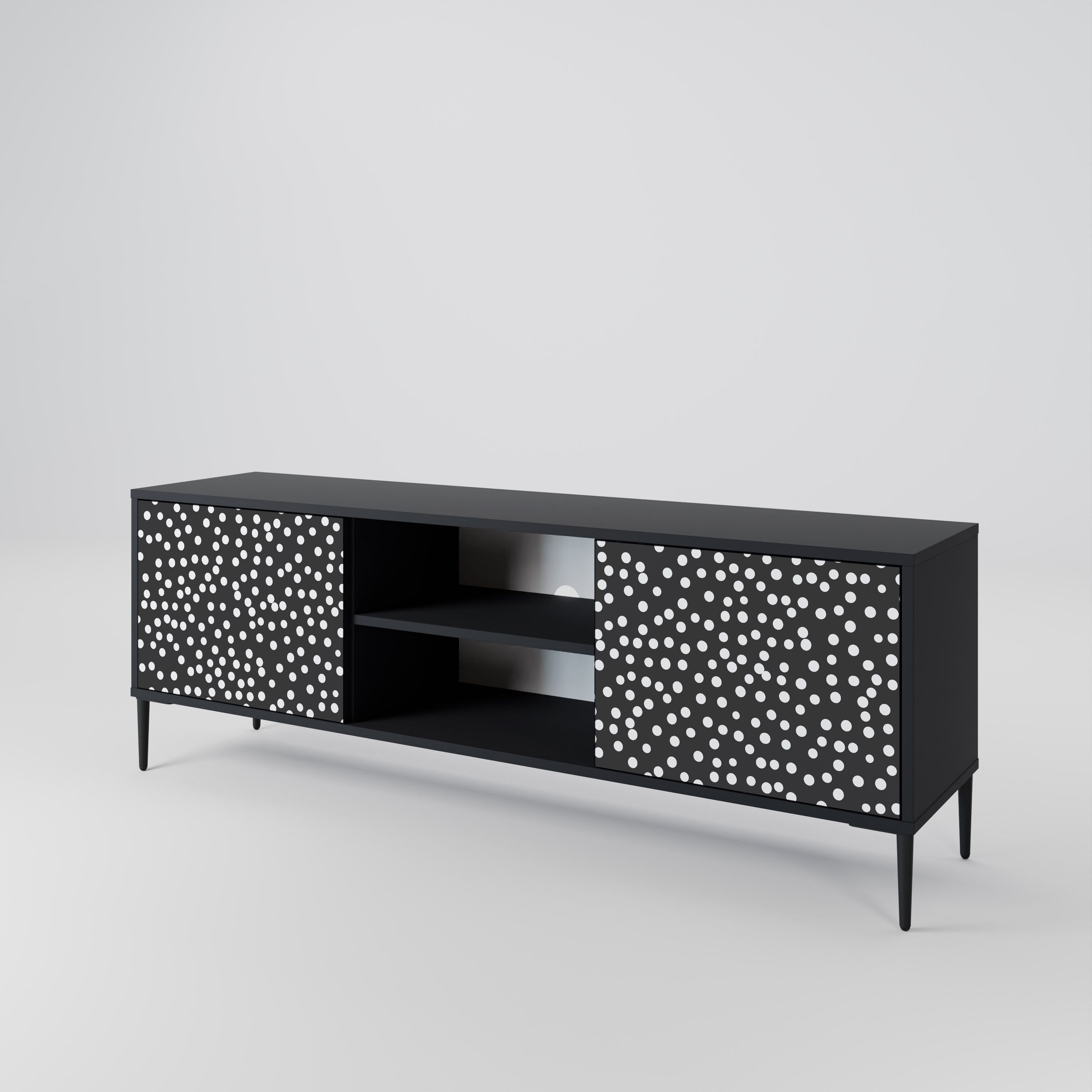BLINDING LIGHTS 2-Door TV Stand in Black Finish