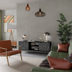 BLINDING LIGHTS 2-Door TV Stand in Black Finish