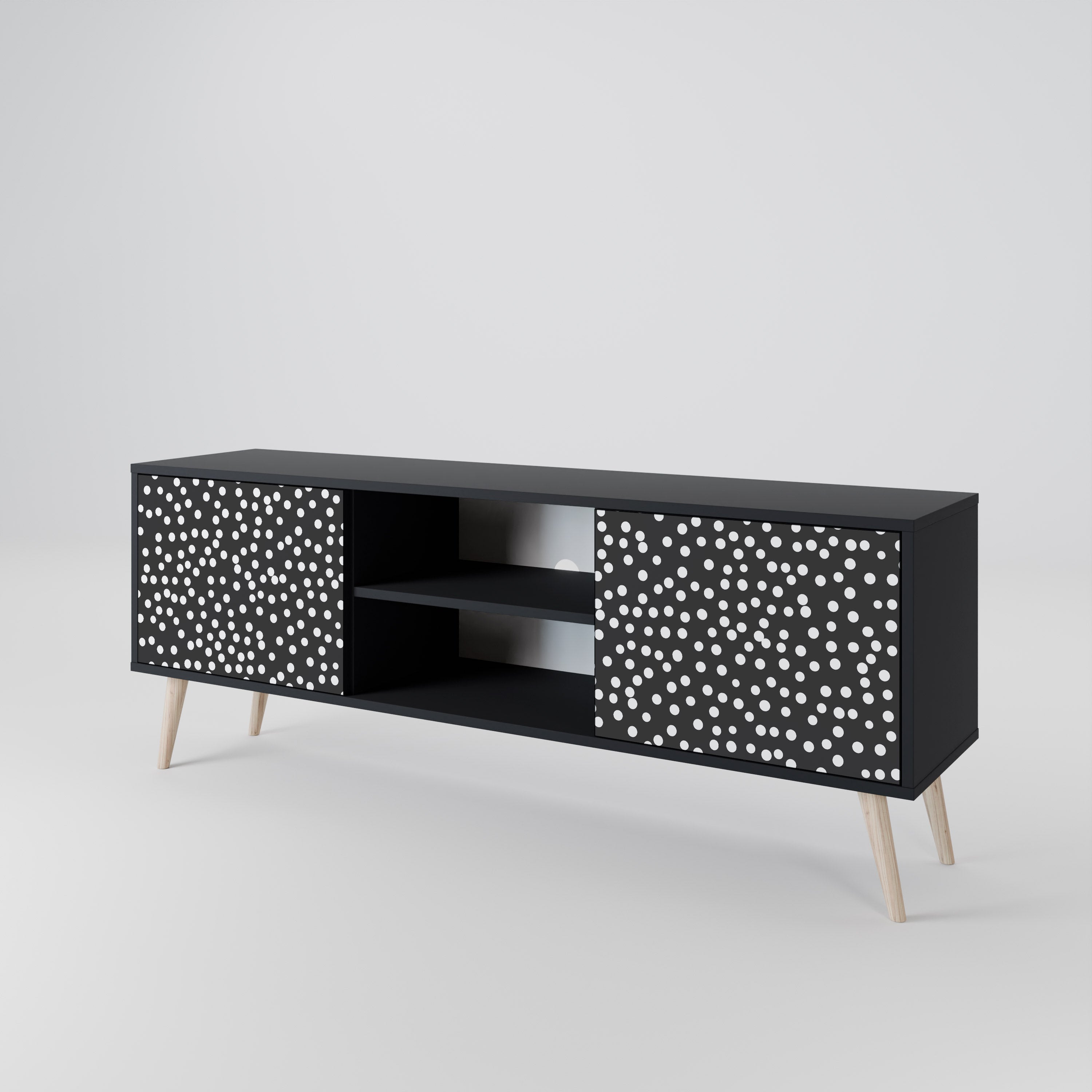 BLINDING LIGHTS 2-Door TV Stand in Black Finish
