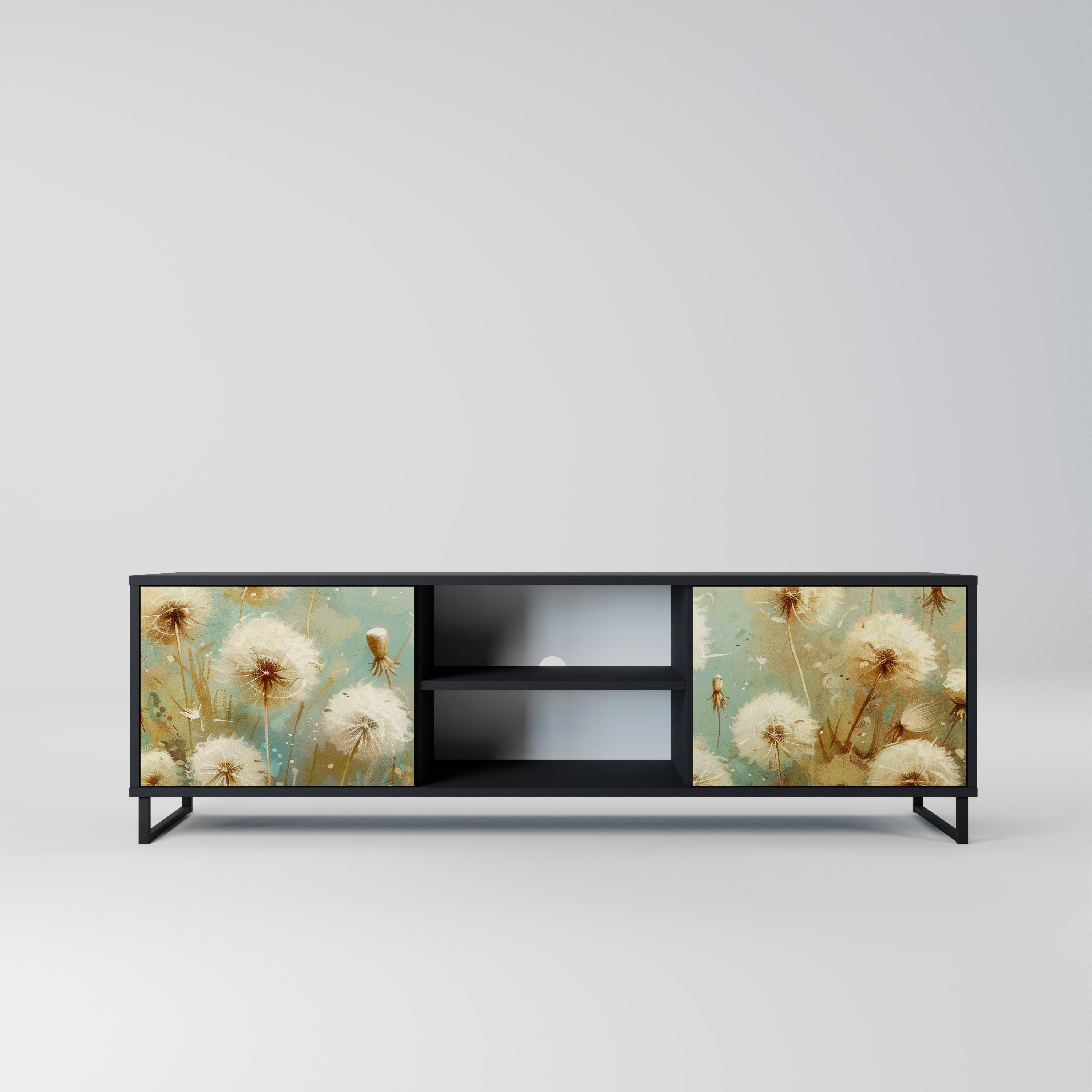 DREAMY MEADOW 2-Door TV Stand in Black Finish