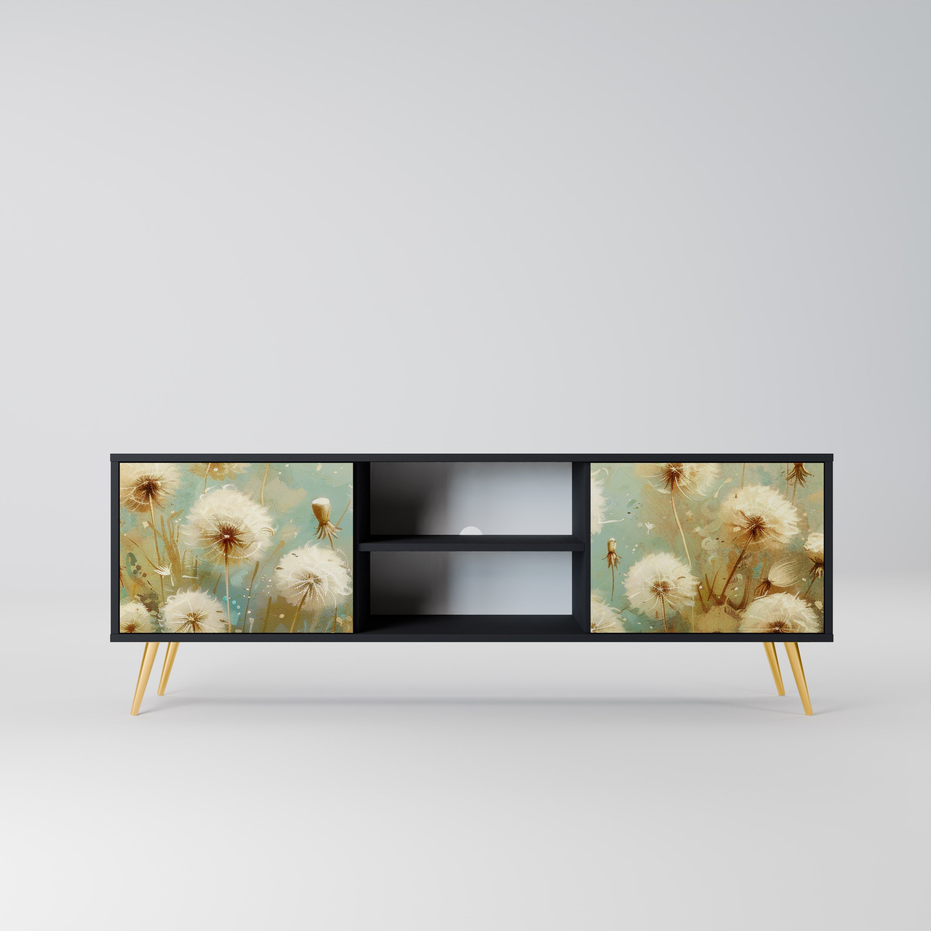 DREAMY MEADOW 2-Door TV Stand in Black Finish