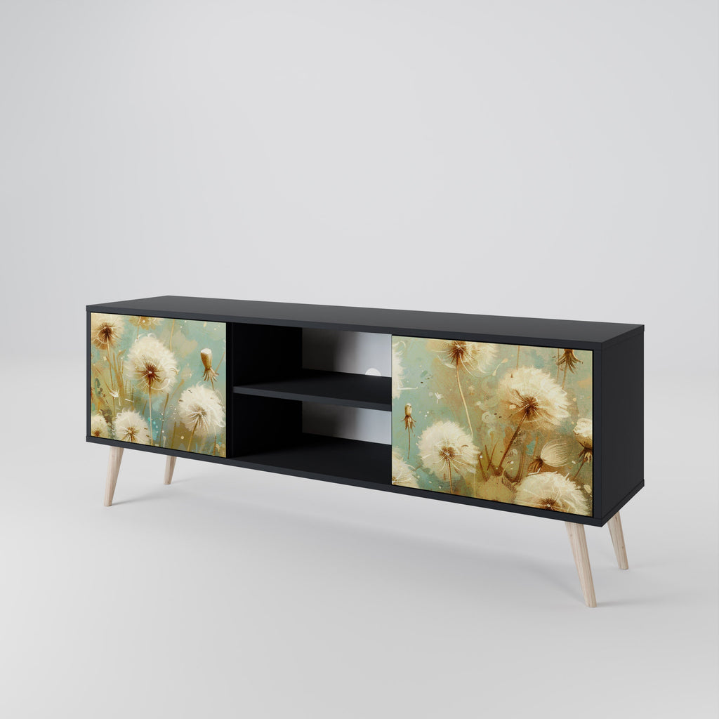 DREAMY MEADOW 2-Door TV Stand in Black Finish