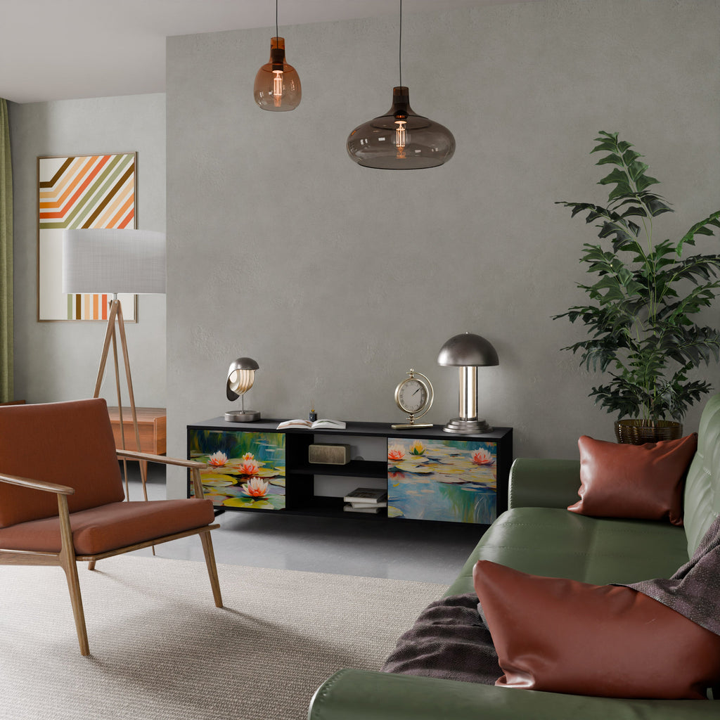 BLOOMING WATERS TV-Lowboard mit 2 Türen in Schwarz