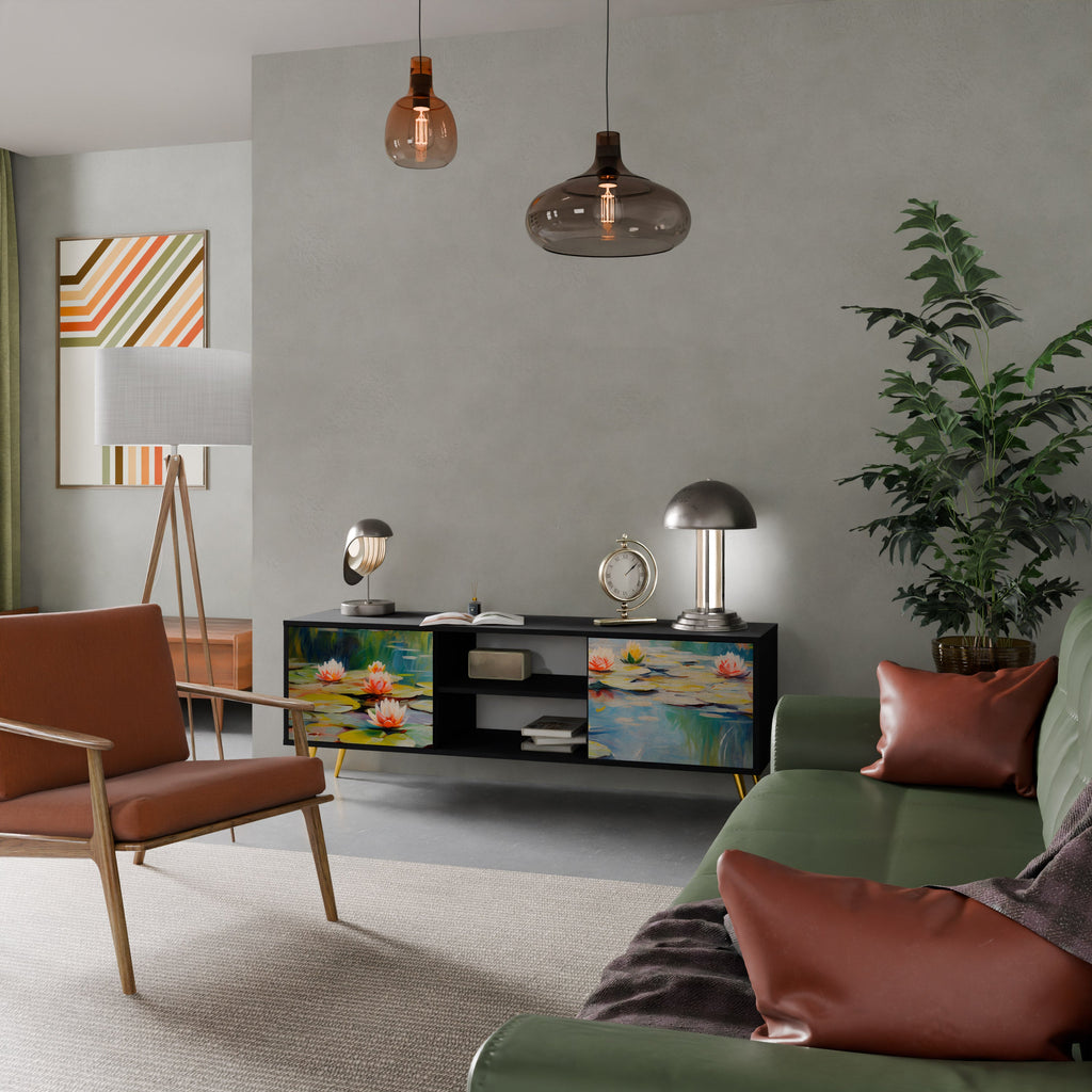 BLOOMING WATERS TV-Lowboard mit 2 Türen in Schwarz